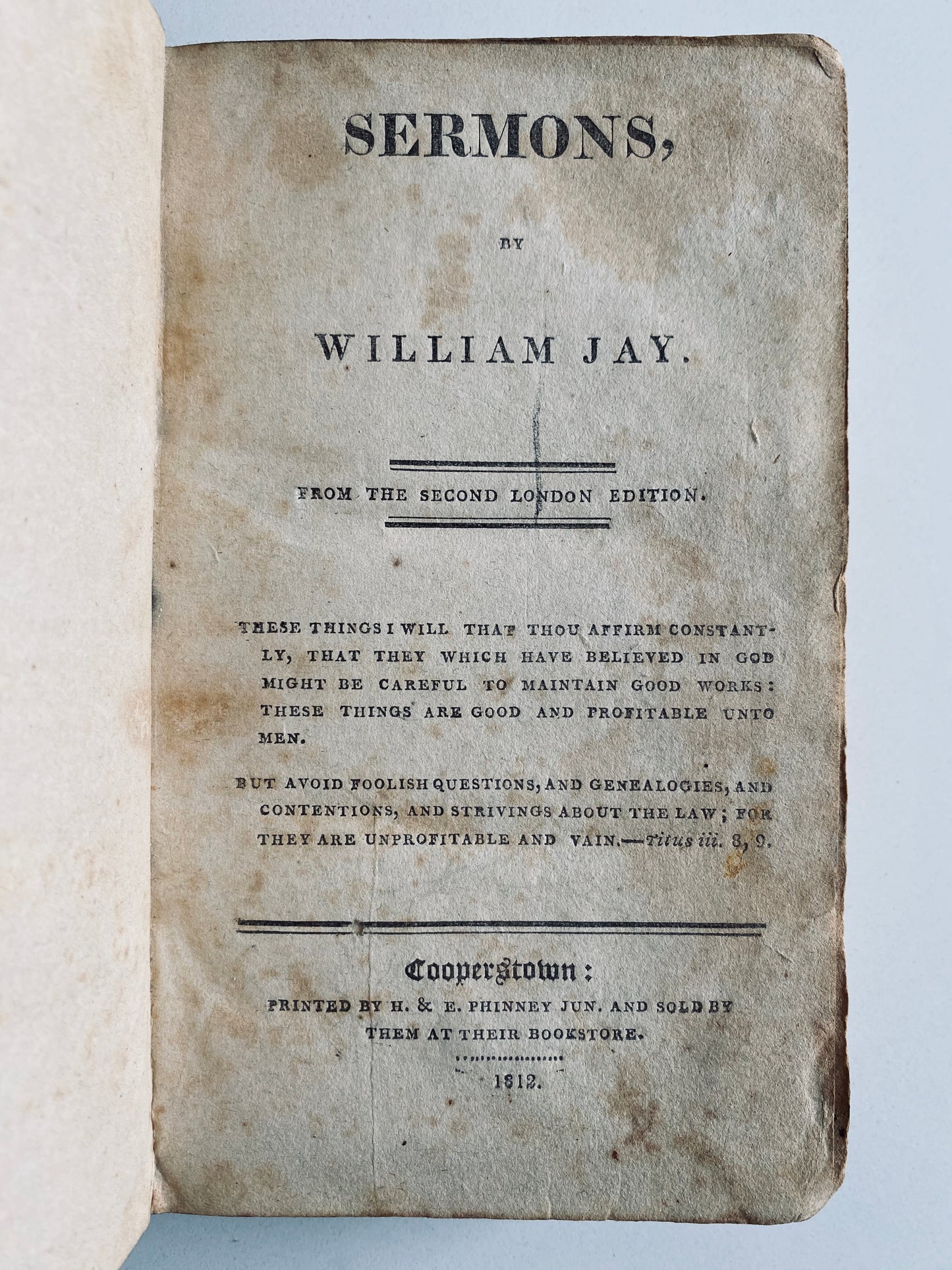 1812 WILLIAM JAY. Sermons by Eminent Congregationalist in Early Calf Binding