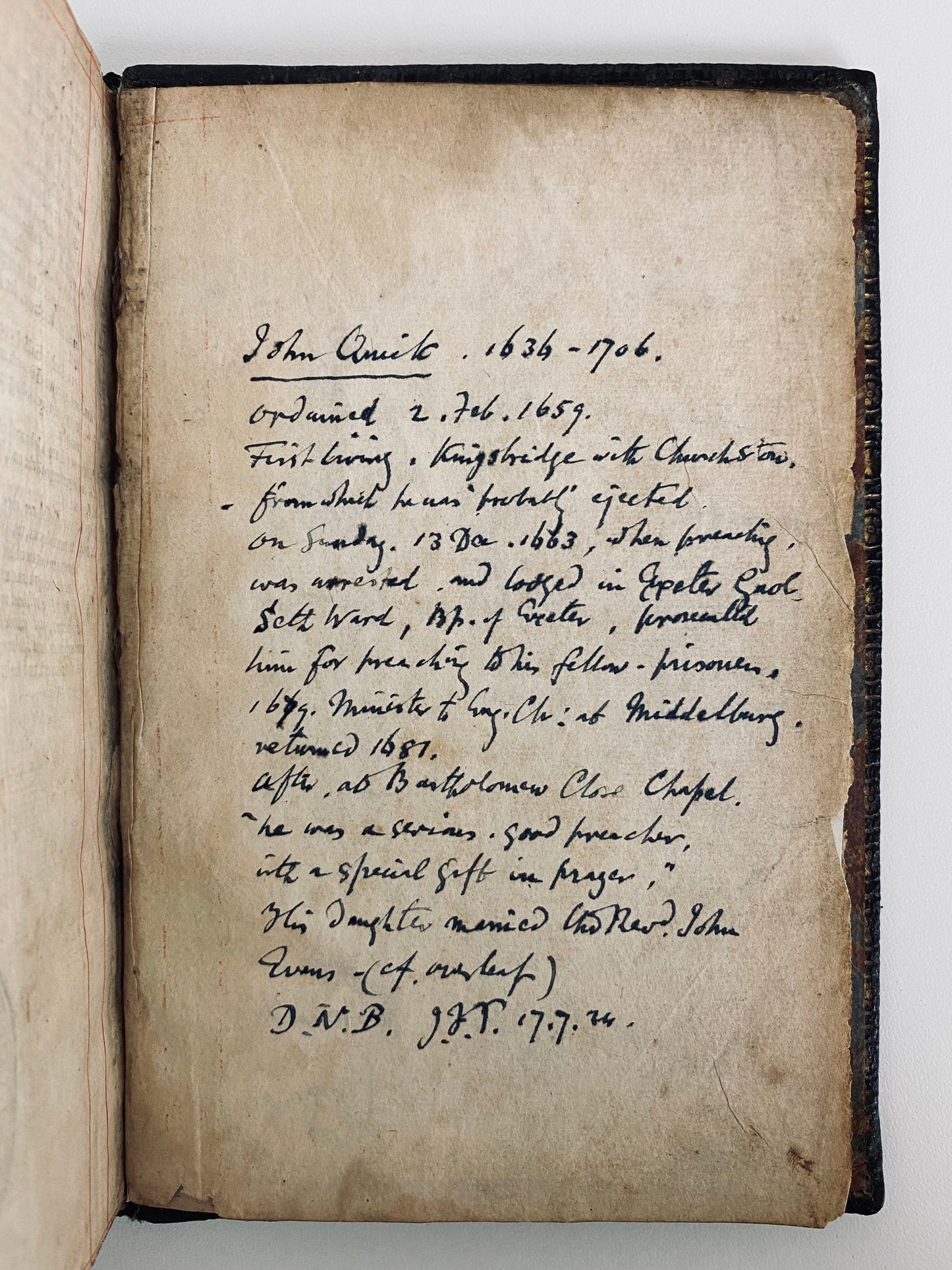 1657 HOLY BIBLE. Rare Bible Belonging to John Quick, Puritan Minister Ejected in 1662. Superb!