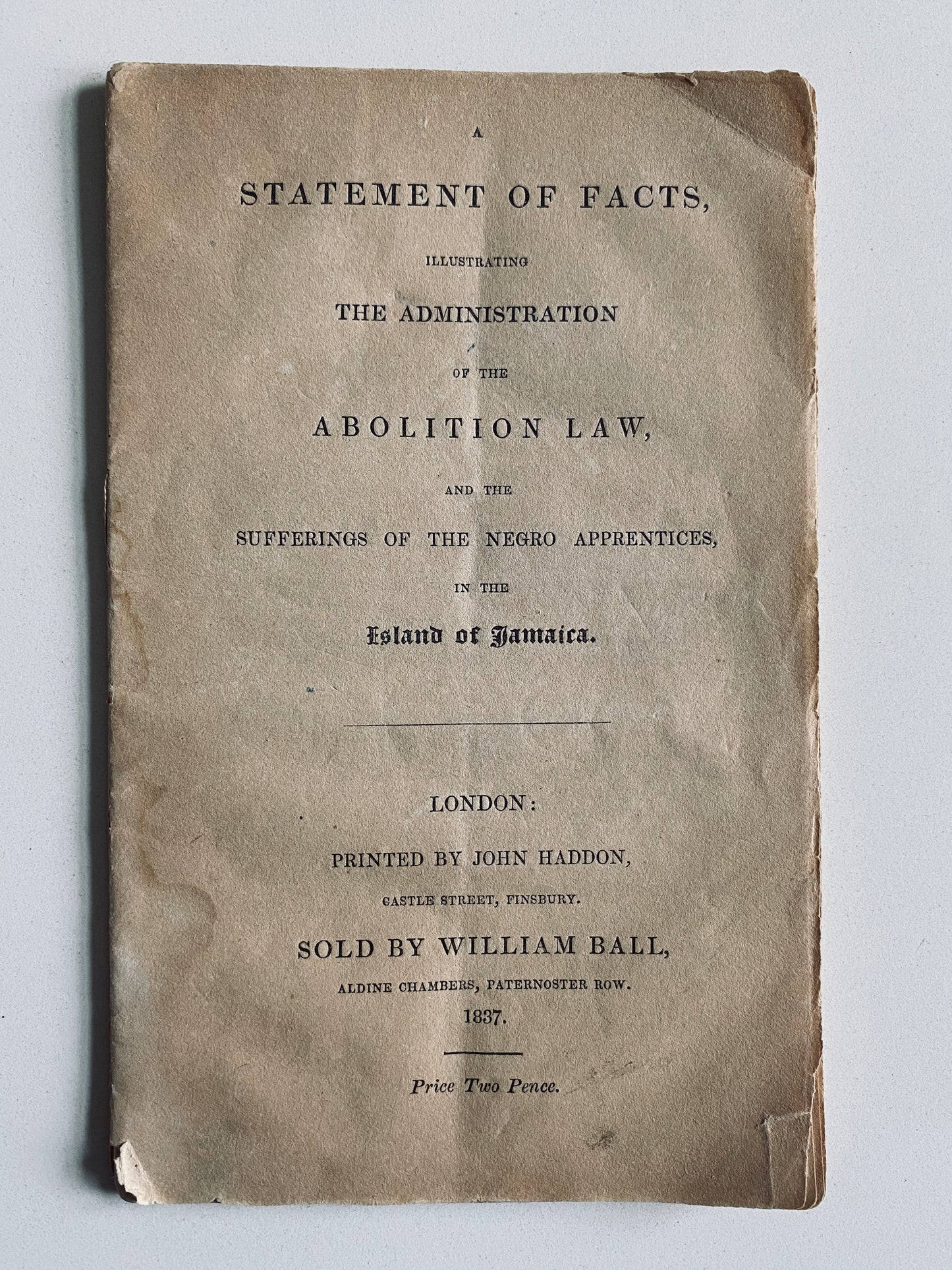 1837 LONDON ANTI-SLAVERY SOCIETY. Rare Work Showing Jim Crow after Wilberforce's Abolition of Slavery