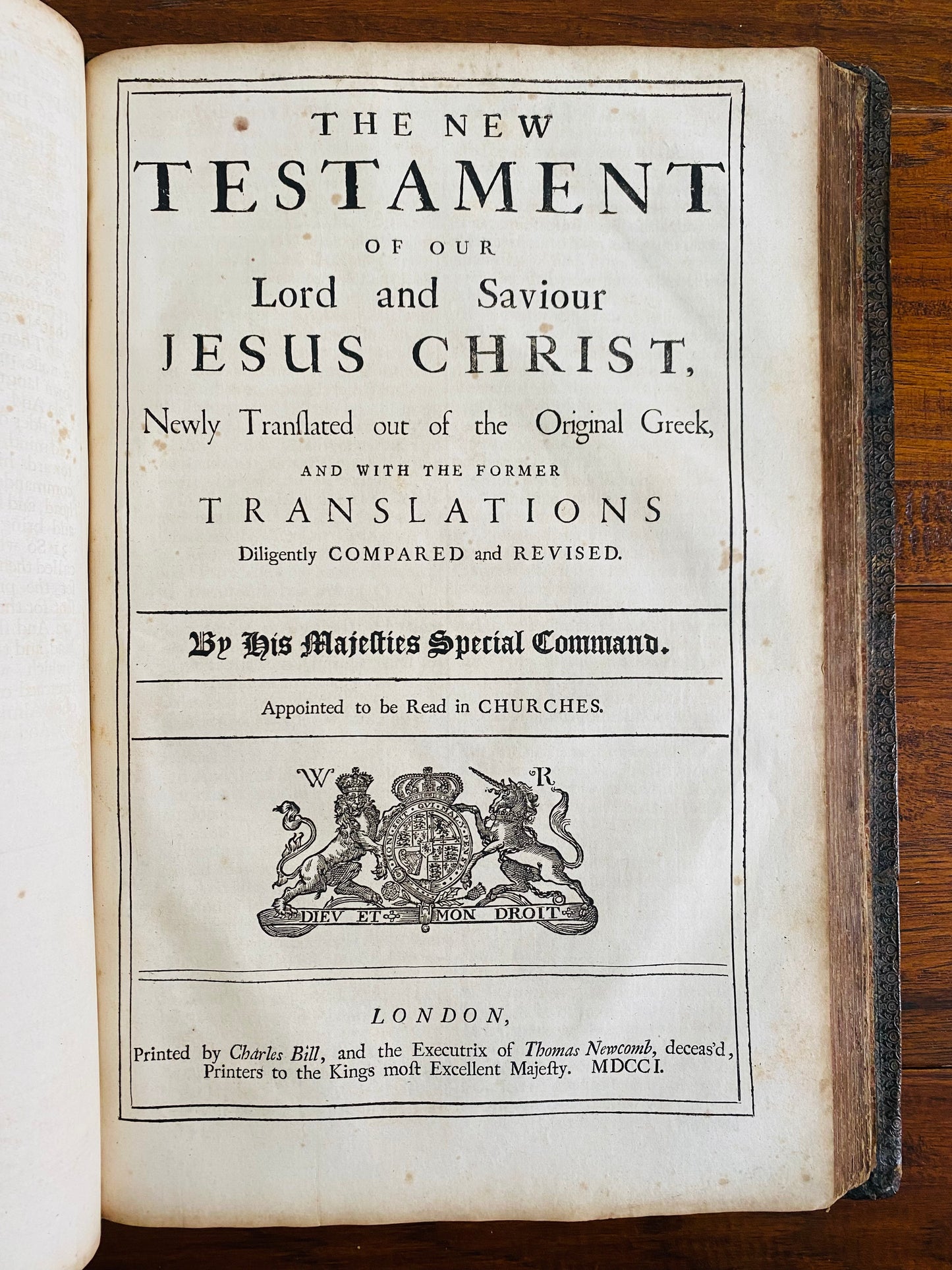 1701 FIRST CHRONOLOGICAL BIBLE PUBLISHED! Massive Folio in Elaborate Chronological Binding.