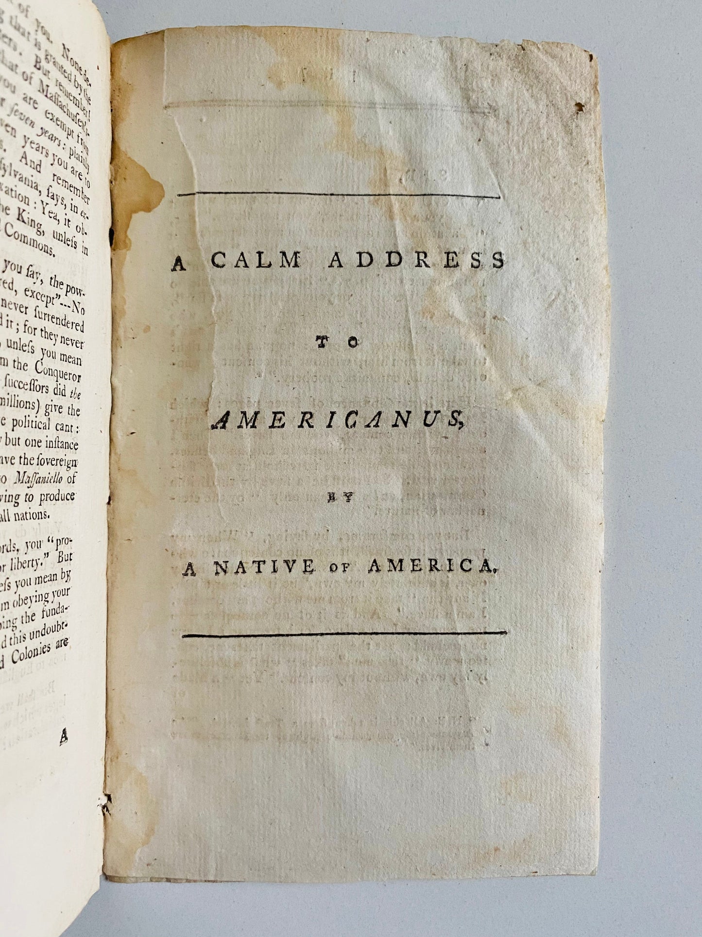 1775 JOHN WESLEY. An Address to American Colonies Urging Against the Revolution.