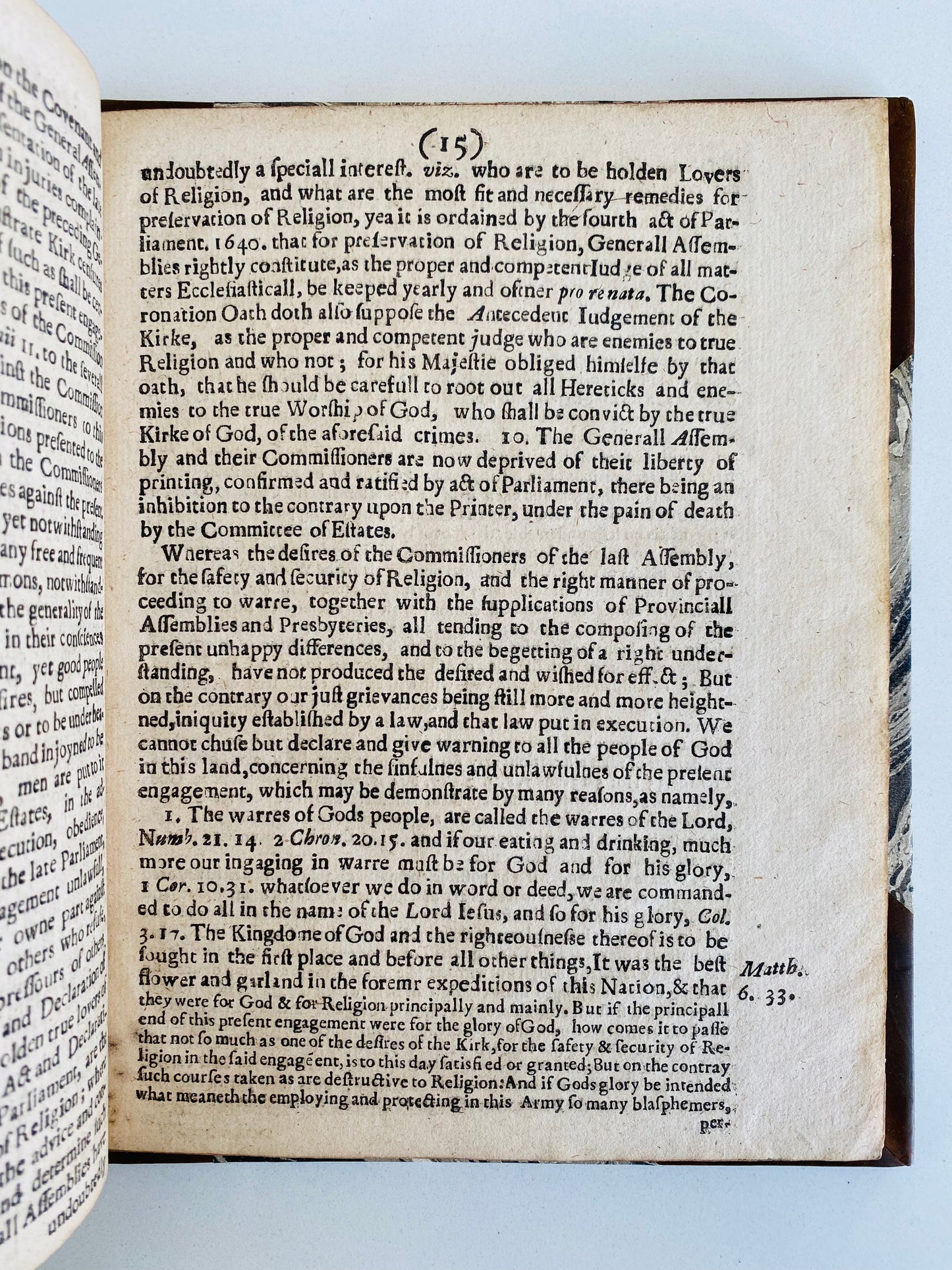 1648 SCOTTISH COVENANTERS. Formal Declaration Giving Theological Rational for Protecting God's Covenanted Land of Scotland.