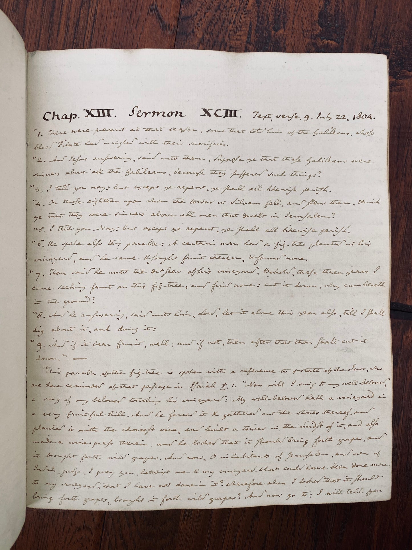 1804 MANUSCRIPT EXPOSITION OF LUKE. 61 Deeply Experimental Sermons on the Gospel of Luke. 100,000 Words!