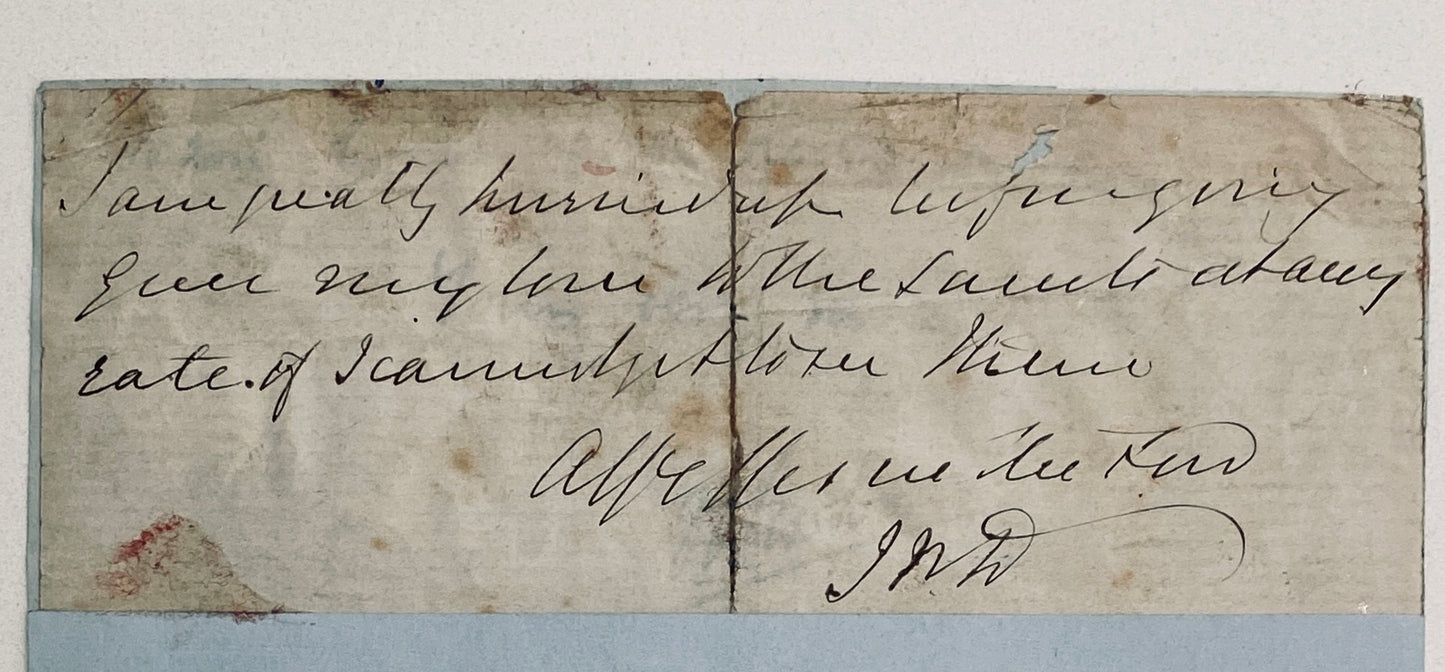 1862 JOHN NELSON DARBY. Rare Letter by Father of Premillennialism before Leaving for United States