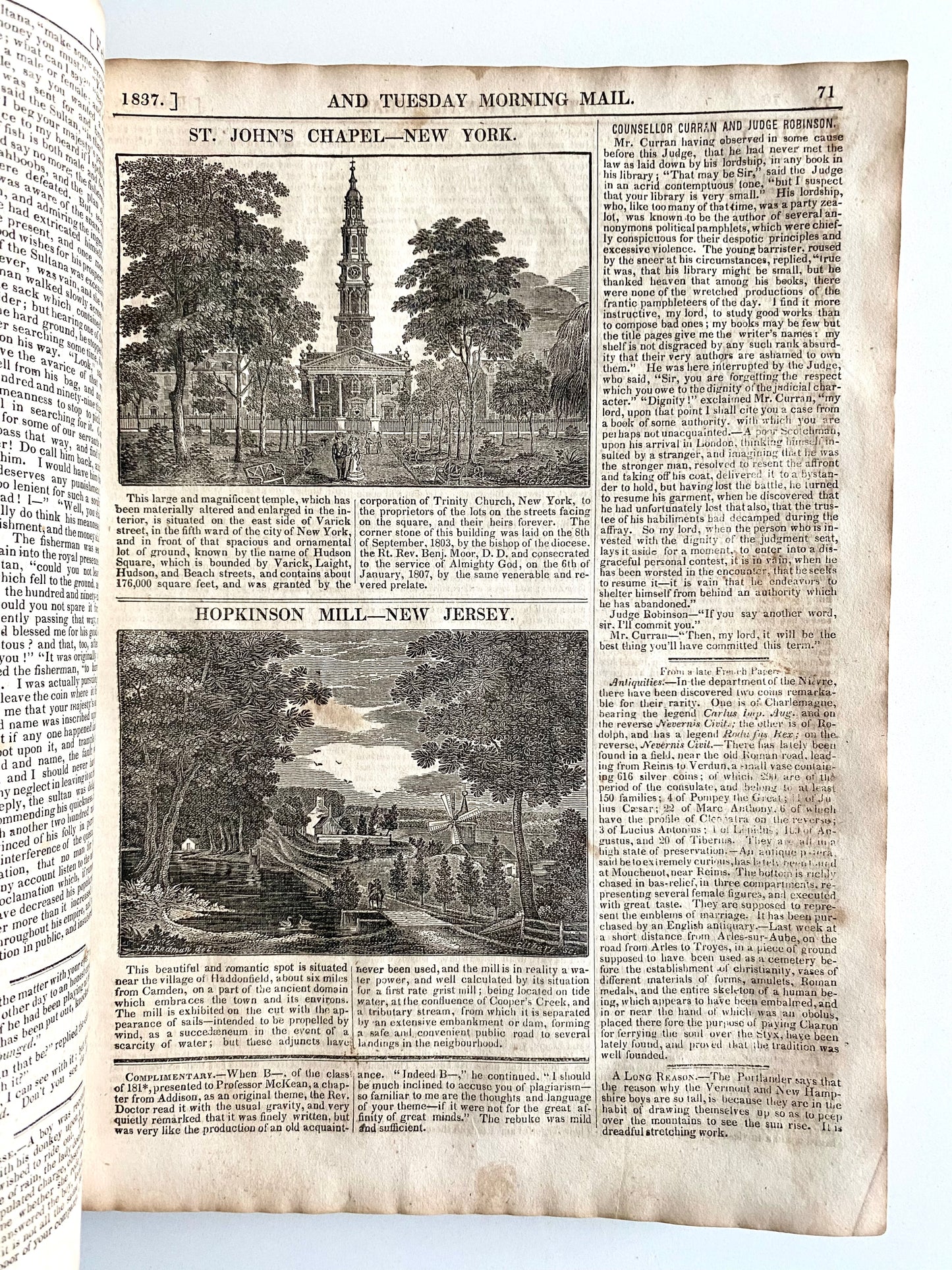 1837 NATIONAL ATLAS WEEKLY. 10 Year Old Hanged, Abolition, Indian Wars, New York Riots, Fairy Tales