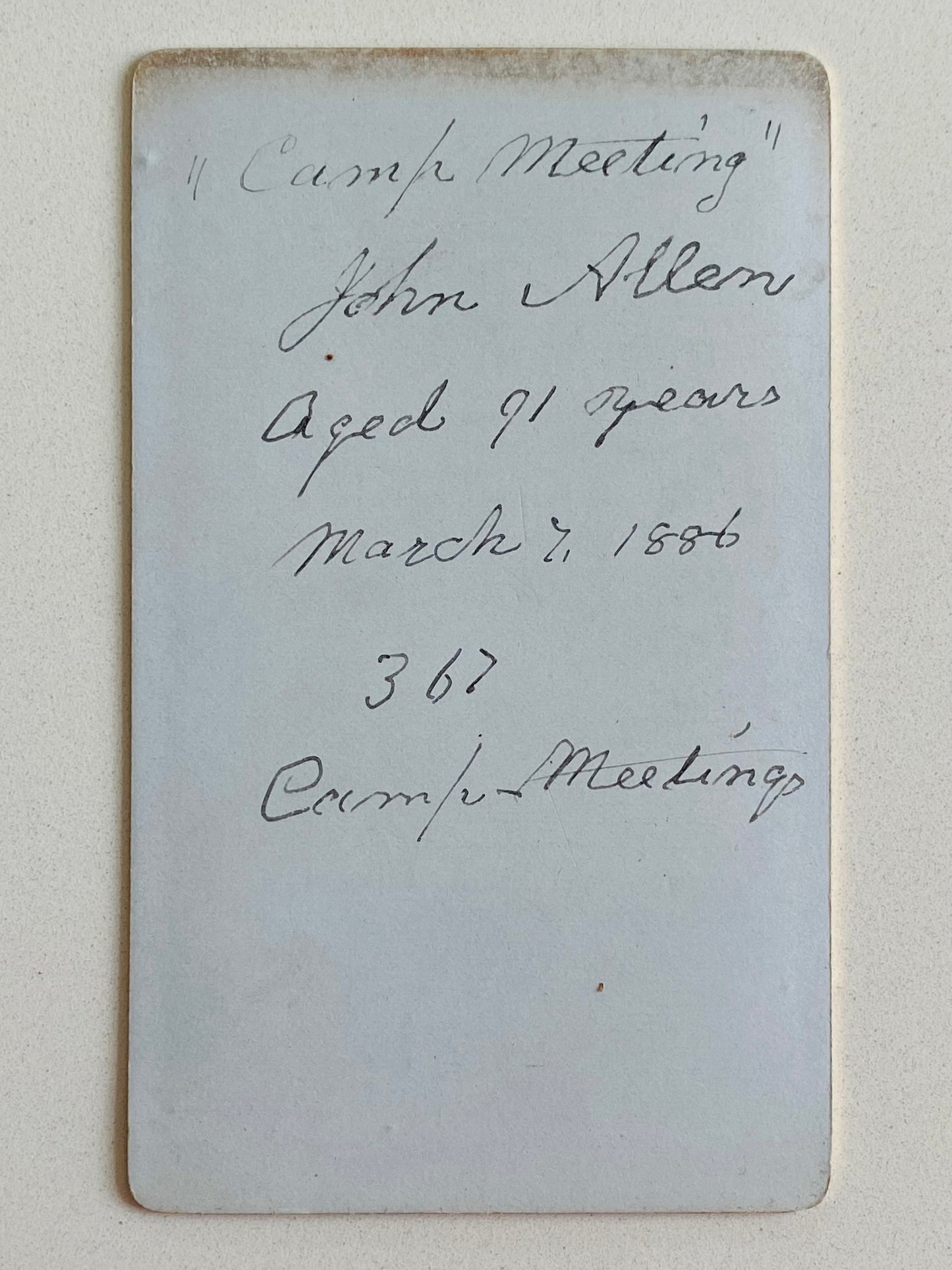 1795 CAMP-MEETING JOHN ALLEN. Rare Autographed CDV of Important Methodist Revivalist!