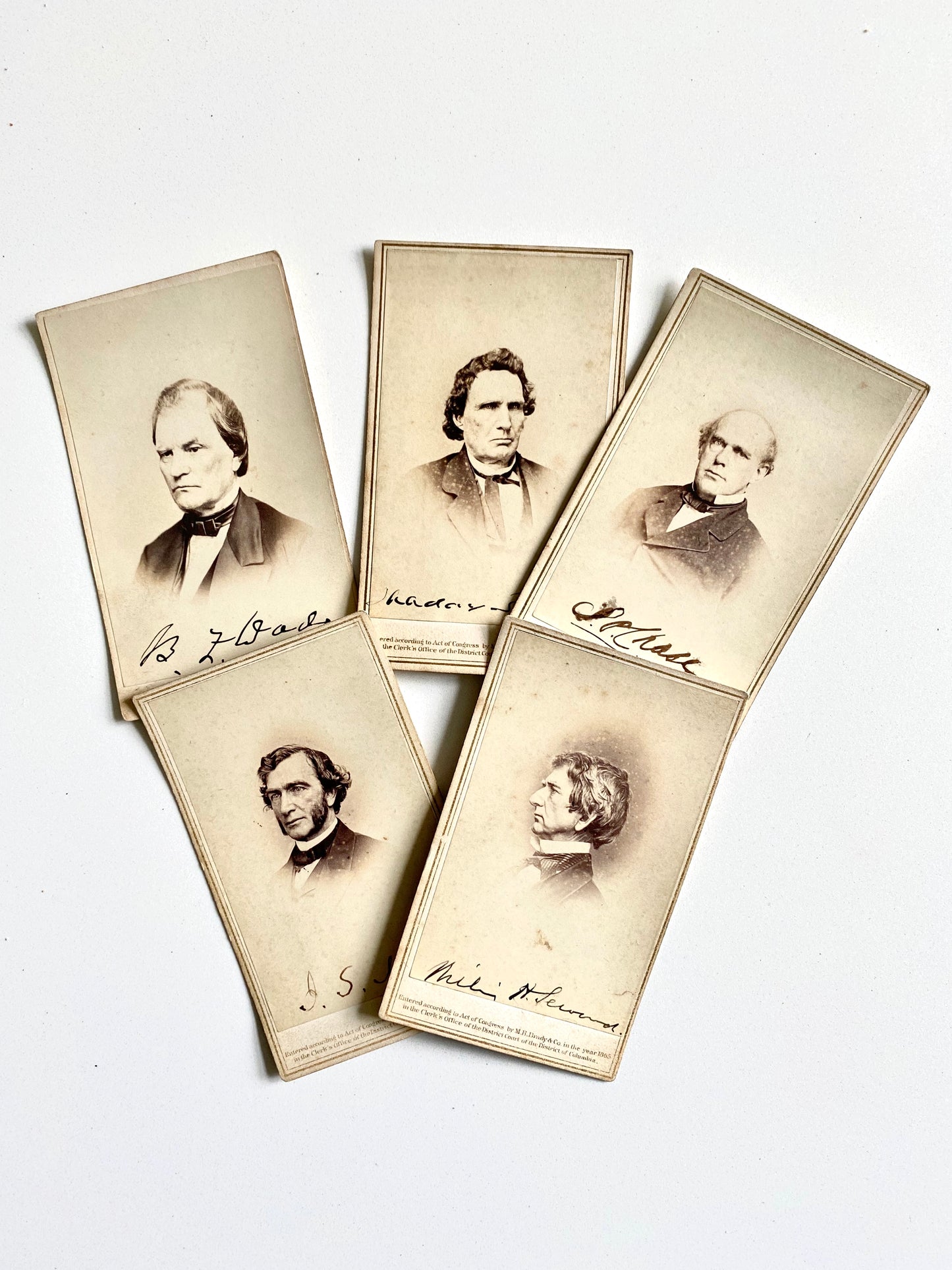 1865 CIVIL WAR & ABOLITION. Important Group of 5 Autographed Republican, Anti-Slavery, Civil War, Carte de Visites