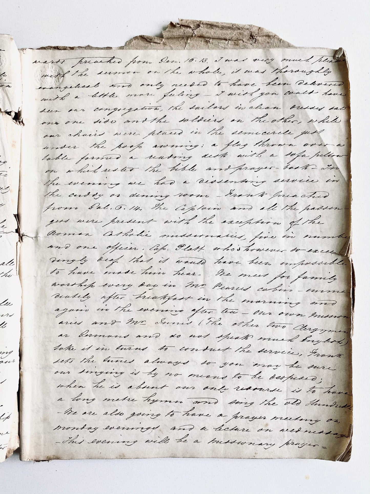 1839 SERAMPORE | BAPTIST MISSIONARY. Unpublished Original Manuscript Diary from Pioneer Missionary to India.