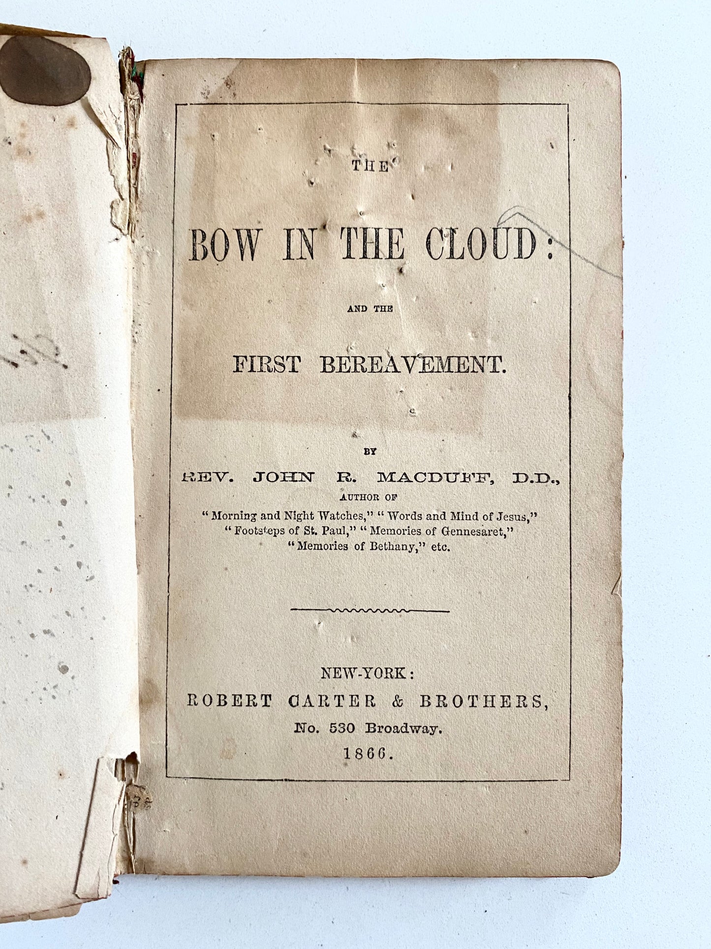 1866 J. R. MACDUFF. The Bow in the Cloud. Wonderful Early American Provenance! Civil War Ship Admiral!