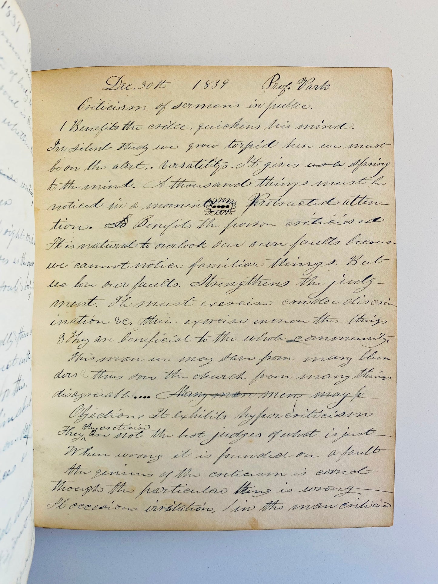 1839 MOSES STUART Et al. 170 Page Manuscript Theological Notes from Andover Seminary.