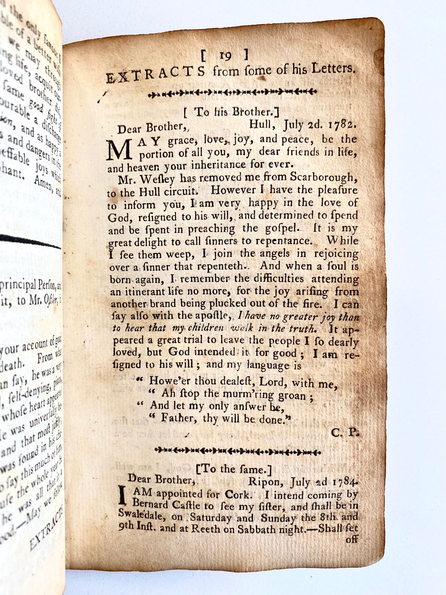 1786 METHODIST. Rare Life and Death of Irish Methodist, Christopher Peacock.