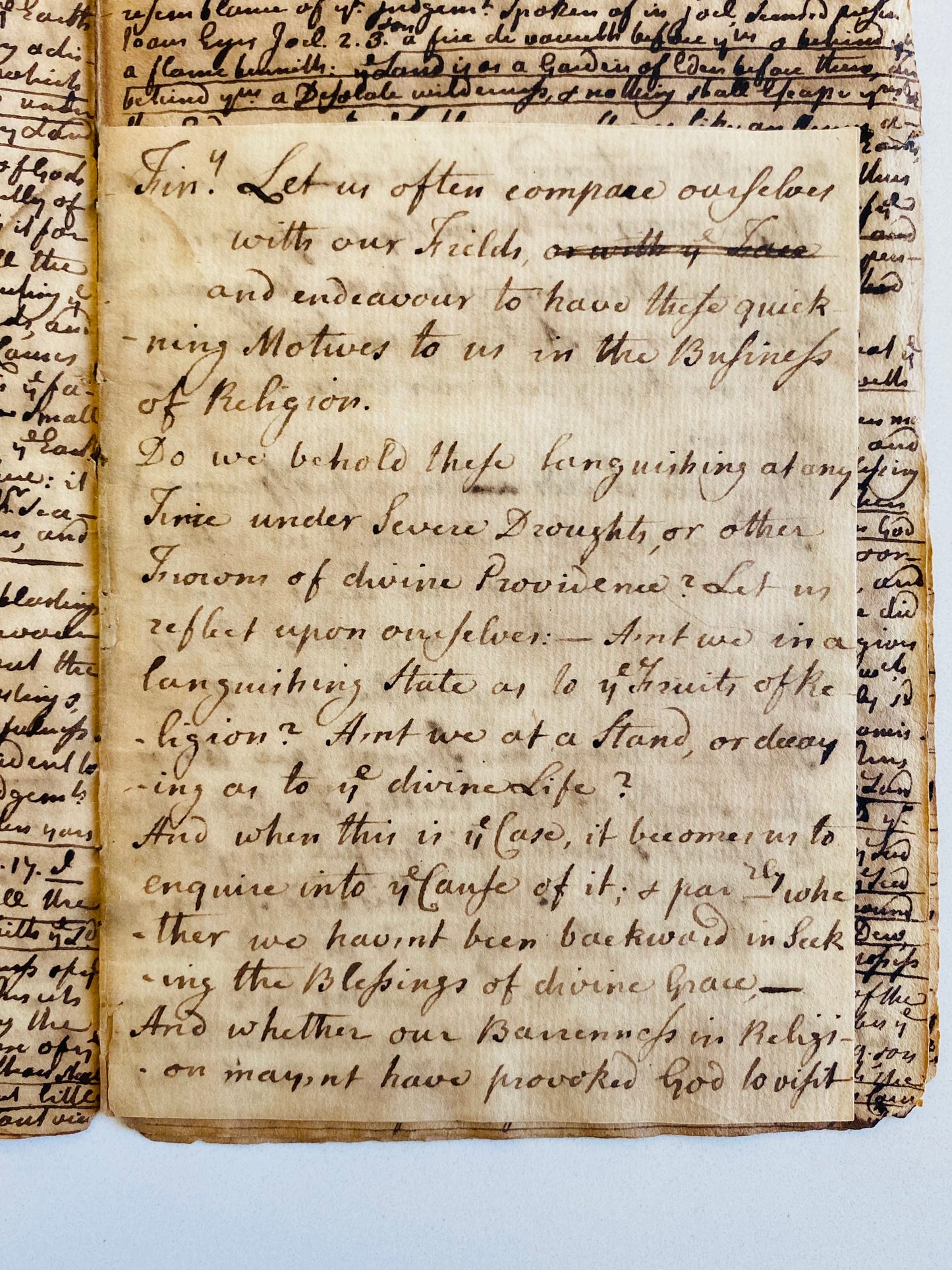 1748 JONATHAN PARSONS. 12pp Unpublished Great Awakening Manuscript on Dependence on the Holy Spirit!