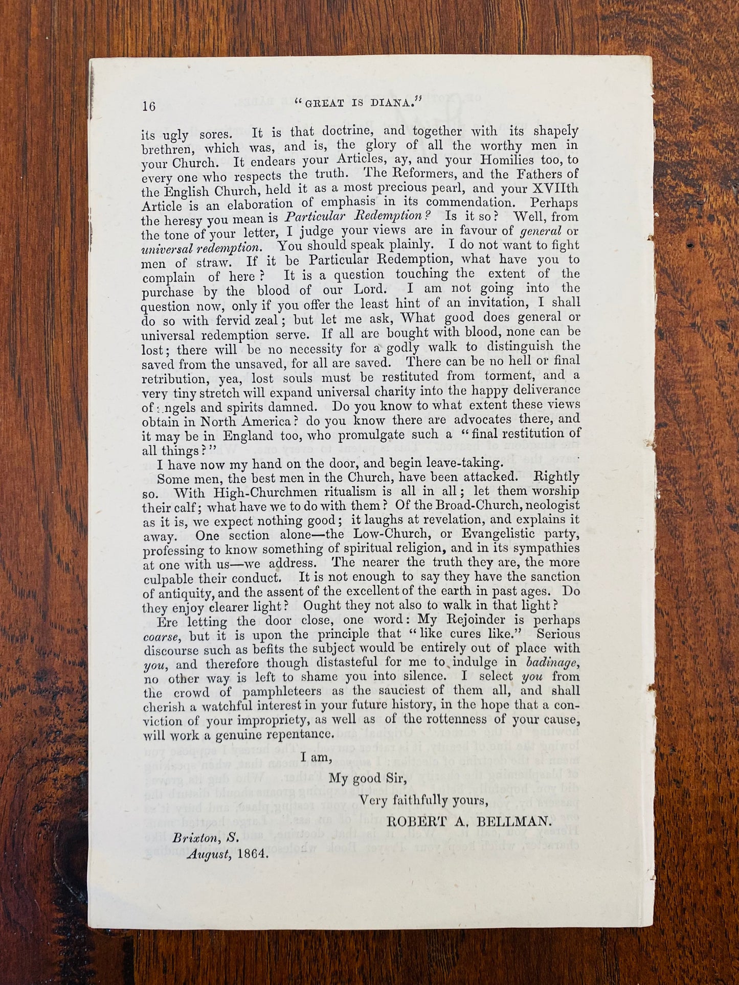 1864 C. H. SPURGEON. Very Rare Defense of Spurgeon in the "Baptismal Regeneration" Controversy.