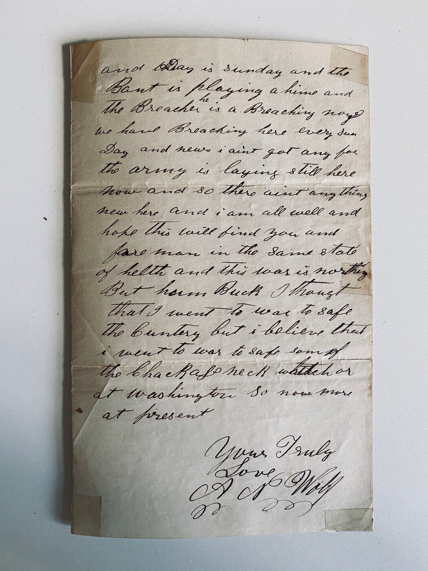 1861 CIVIL WAR LETTER. I'm in this War only to Save the Jackass Necks in Washington!