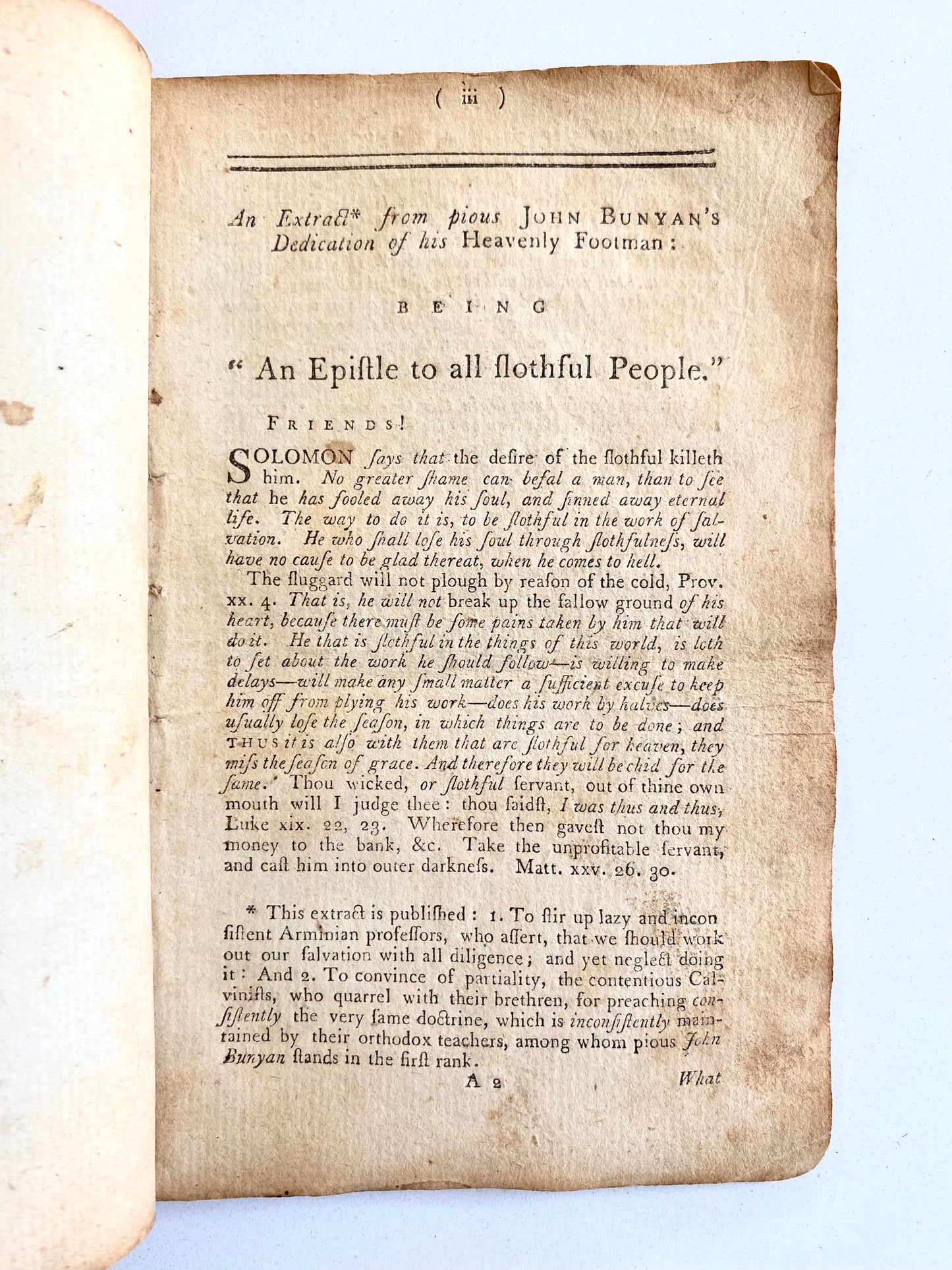 1787 METHODIST. Extract from John Bunyan's Heavenly Footman by John Fletcher.