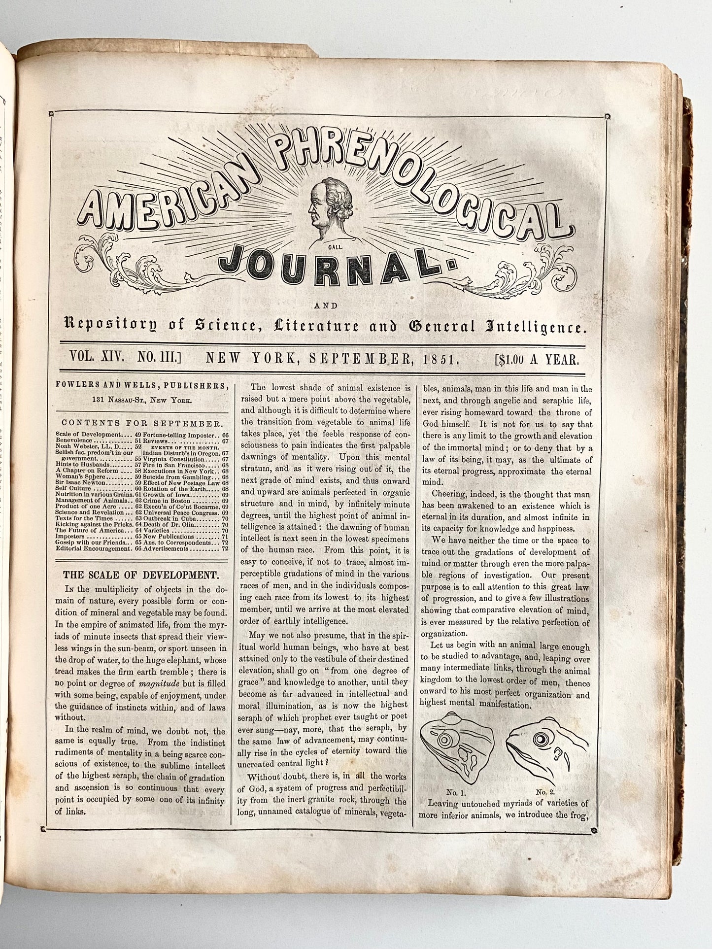 1851-1853 PHRENOLOGICAL JOURNAL. Clairvoyance, Somnambulism, Feminism, Mormonism, etc. Superbly Illustrated.