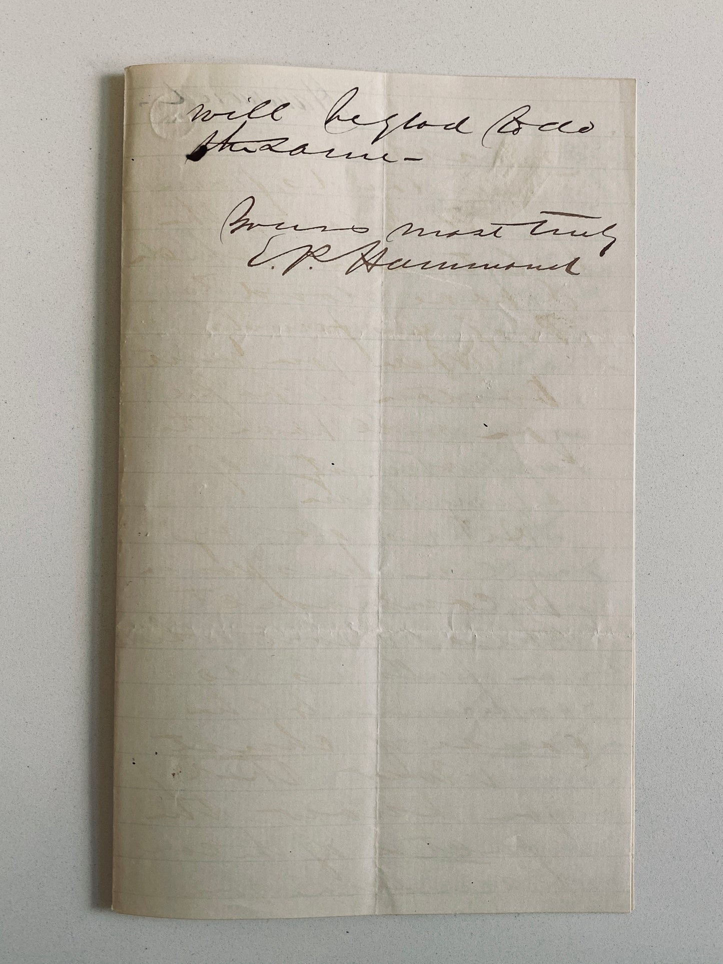 1861 EDWARD PAYSON HAMMOND. Autograph Letter - 1858 Prayer Revival - E. N. Kirk