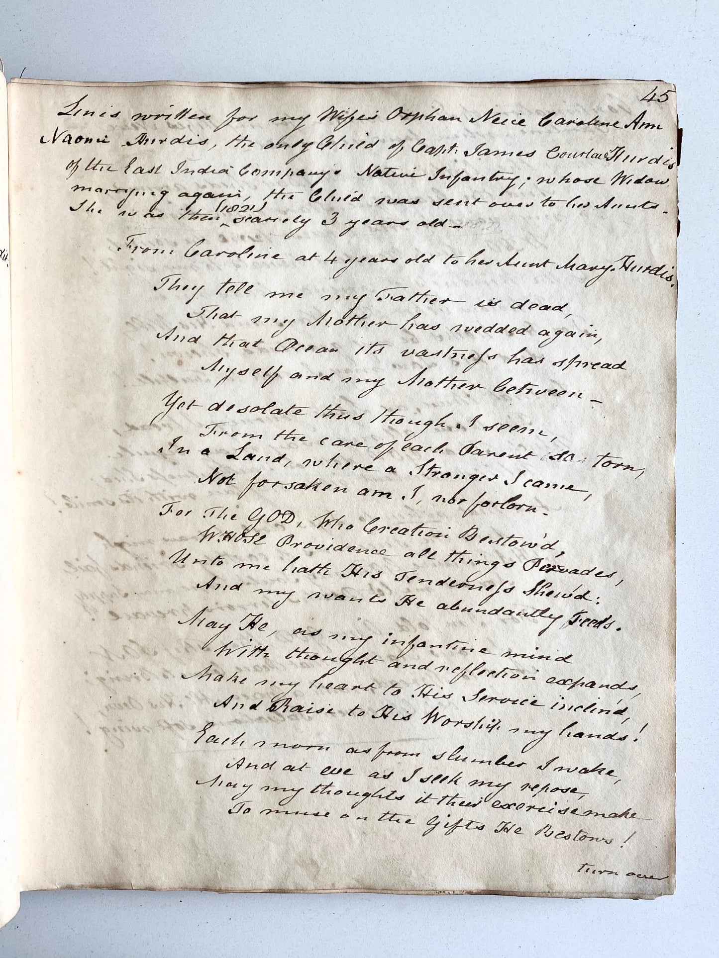 1830 JOHN STOW OF GREENWICH. Unpublished Poems on Captain Cooke, Cherokee Indians, Death and Mortality