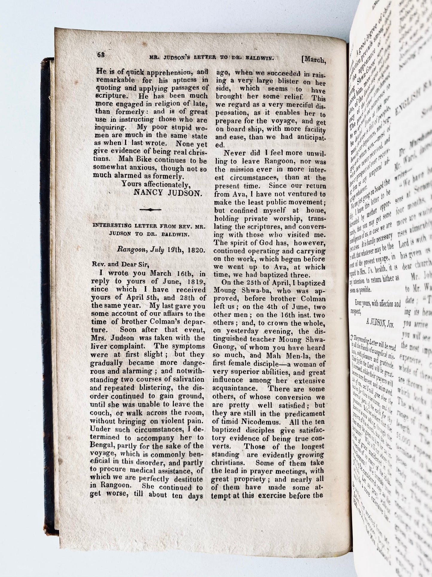 1821 BAPTIST MISSIONARY MAG. Adoniram Judson, Revival, William Carey, William Wilberforce