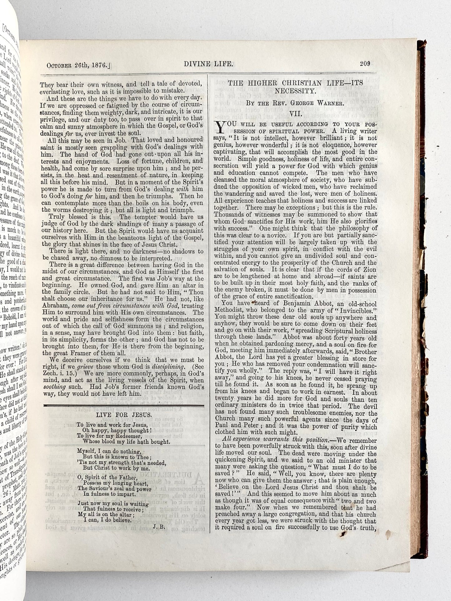 1876 ASA MAHAN. The Divine Life Magazine. Higher Life, Keswick, and Healing.