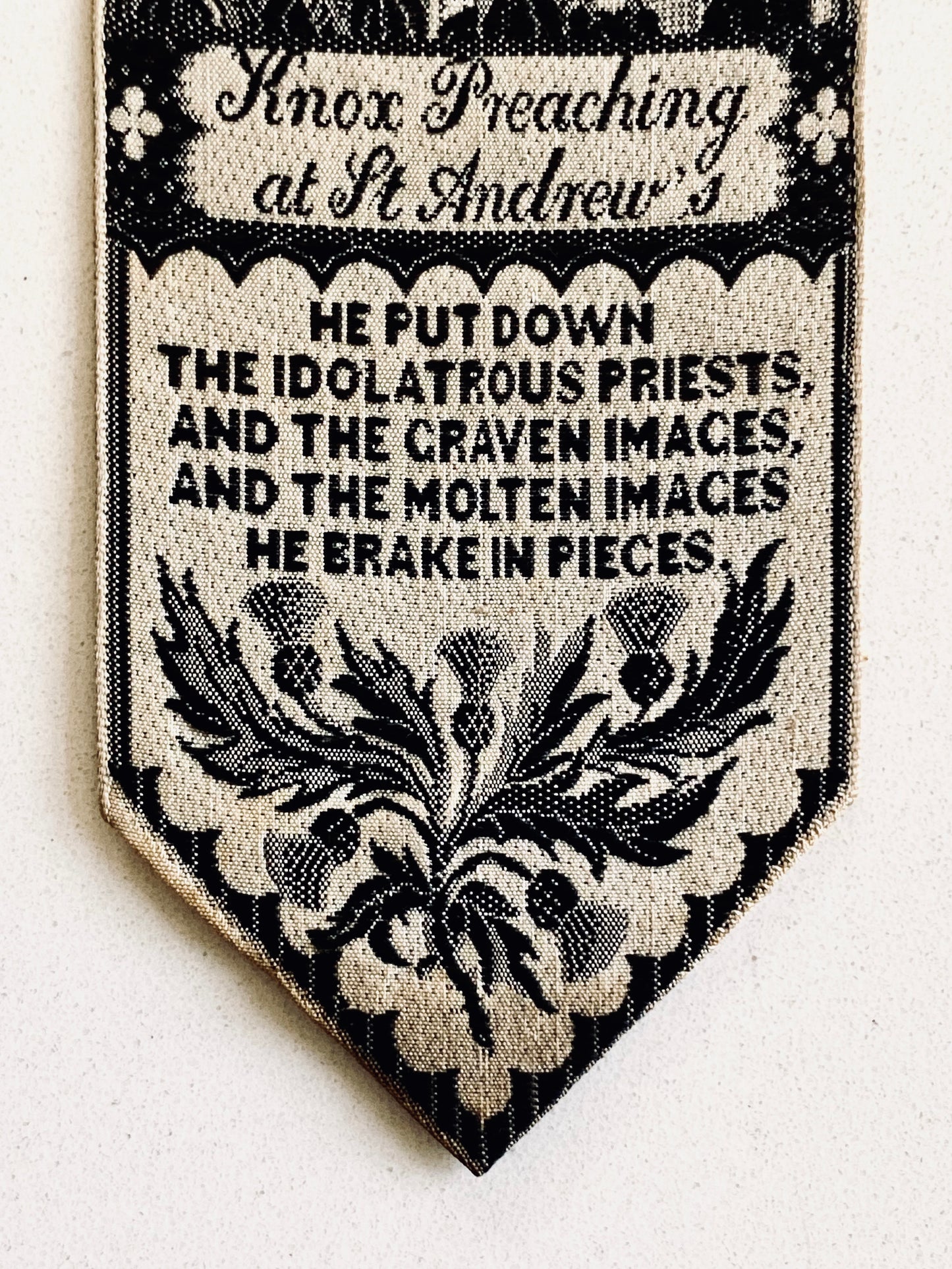 1880 JOHN KNOX. Wonderful Stevengraph Silk Bookmark of the Great Scottish Reformer