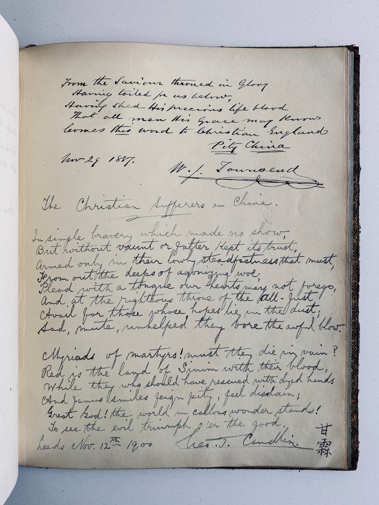 1862 PHOEBE PALMER. Important Manuscript Methodist Autograph Book - Chinese Missions, &c.