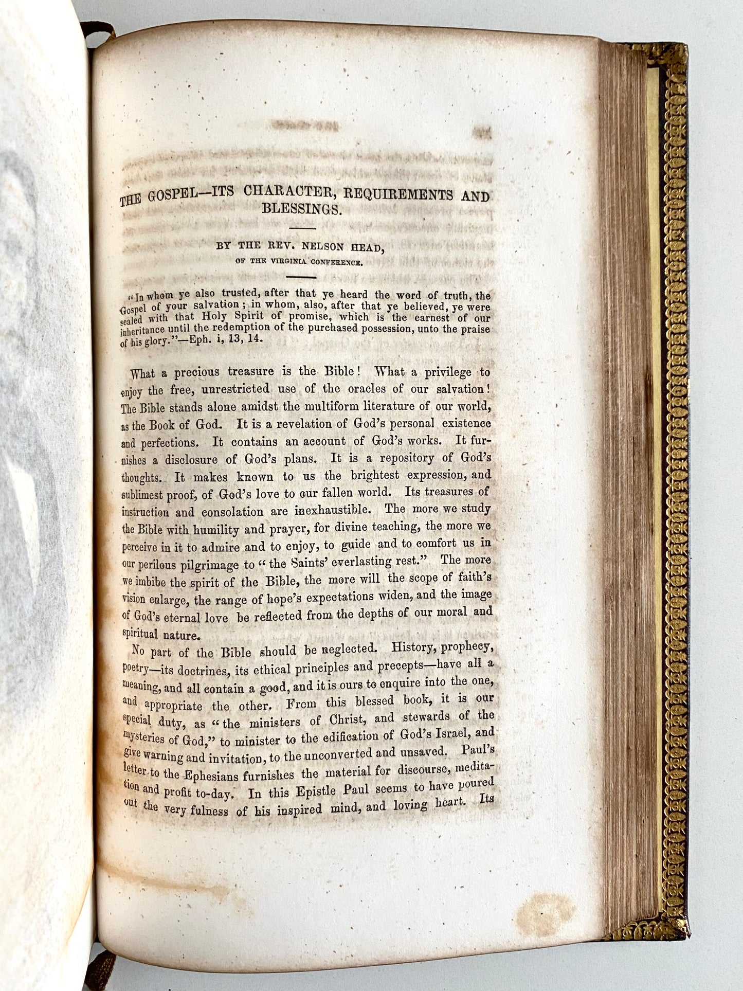 1859 CIVIL WAR - CONFEDERATE. Southern Methodist Pulpit in Fine Leather Binding - Inscribed to Plantation Owner!