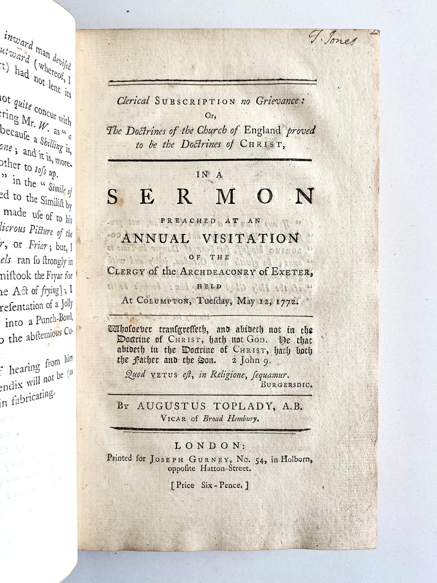 1776 AUGUSTUS TOPLADY. Sammelband of Sermons on American Revolution & John Wesley, &c.