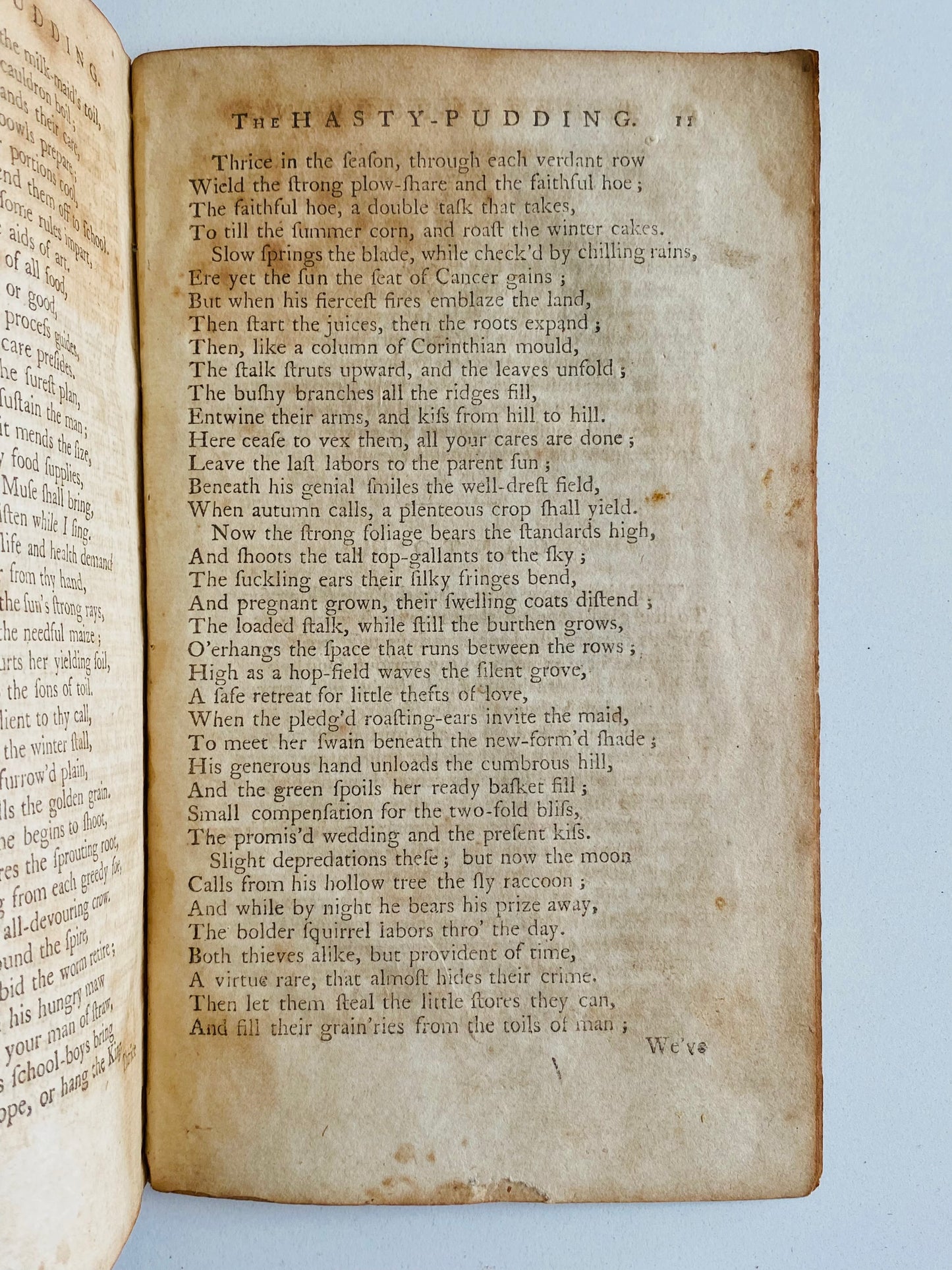 1796 JOEL BARLOW. The Hasty-Pudding. Important Early Epic American Poem. Very Scarce.