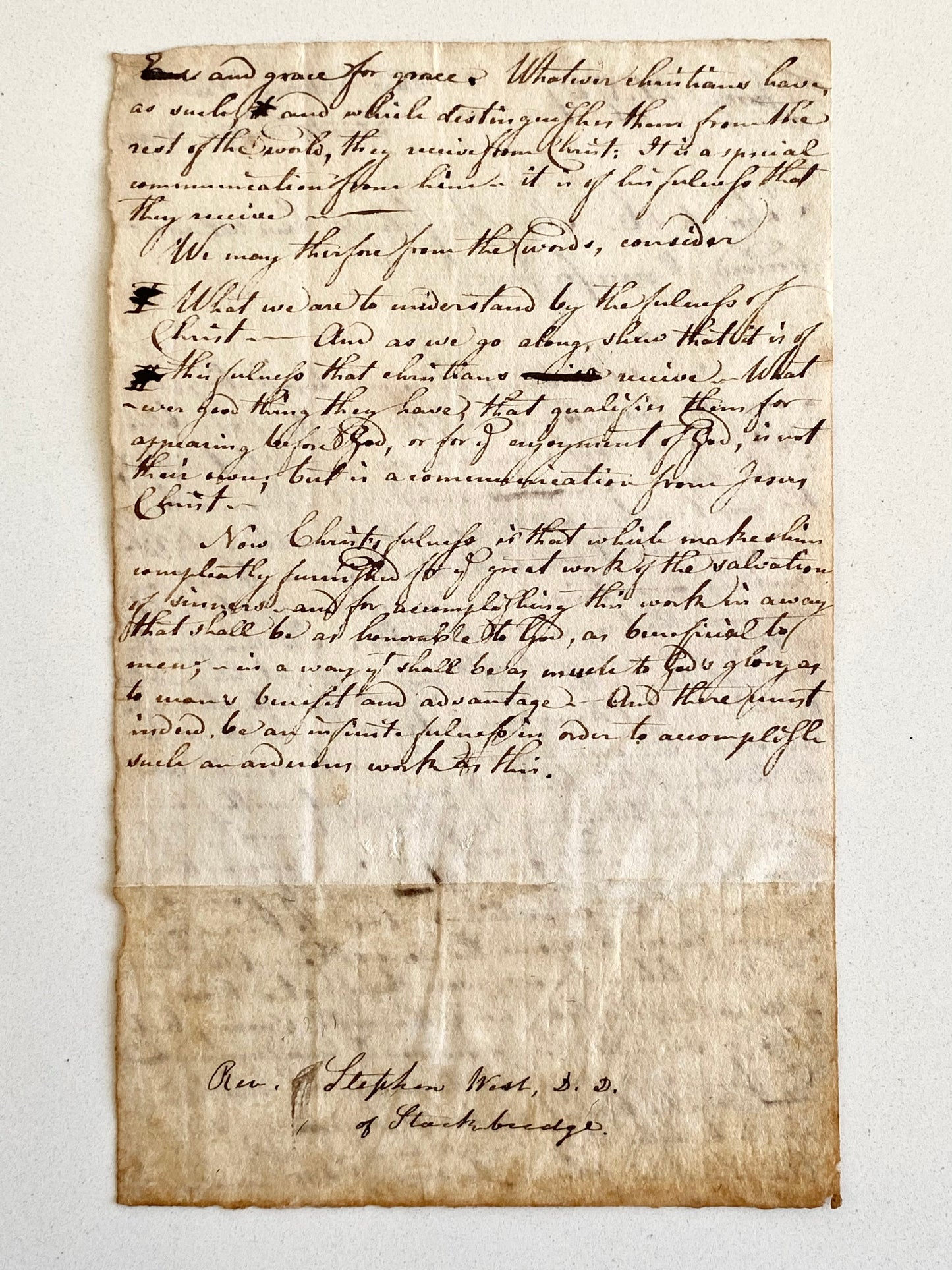 1767 STEPHEN WEST. MSs Sermon by Jonathan Edwards Successor as Missionary to the Stockbridge Indians.