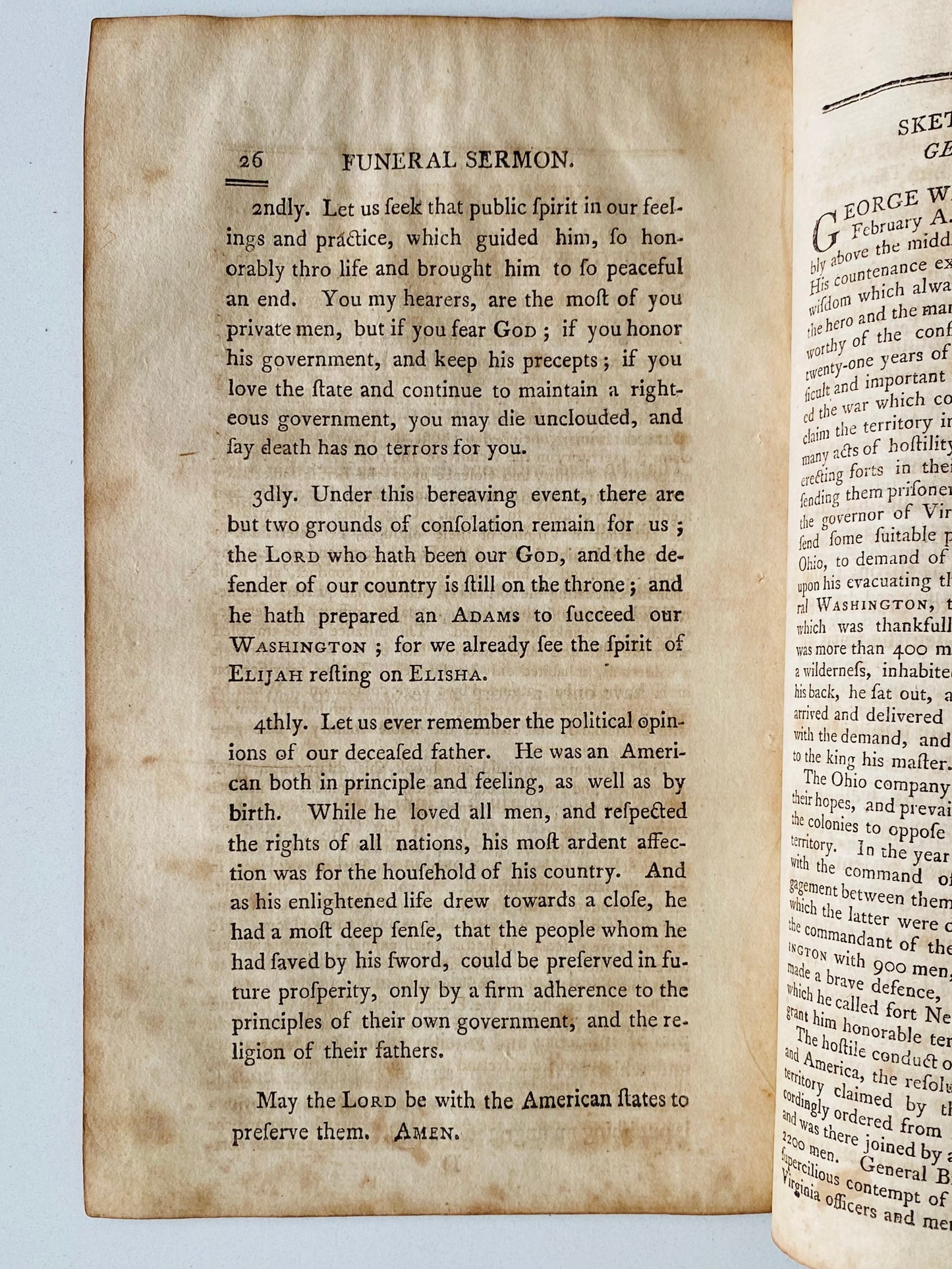 1799 GEORGE WASHINGTON. Discourse on the Lamented Death of General George Washington.