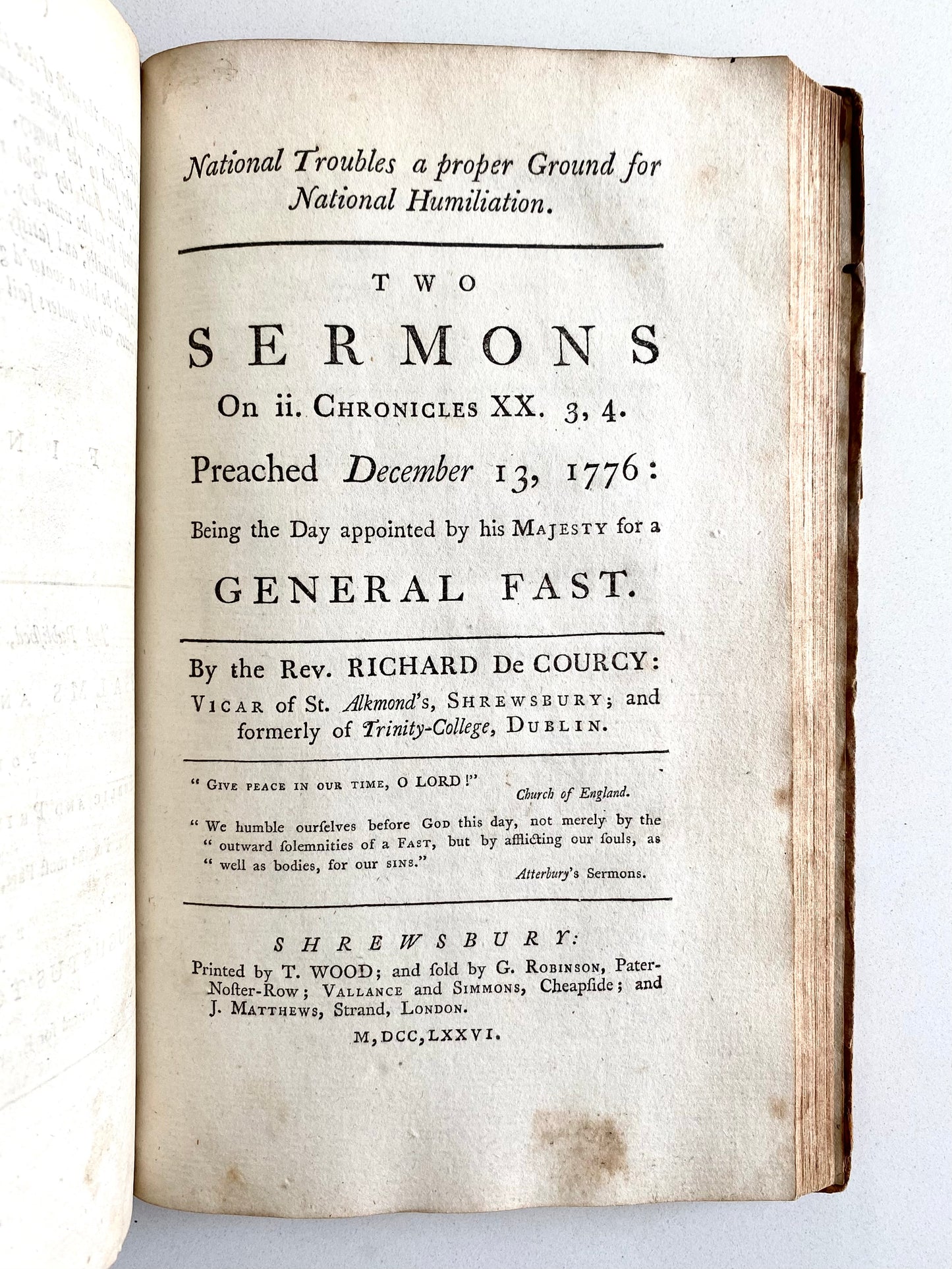 1776 AUGUSTUS TOPLADY. Sammelband of Sermons on American Revolution & John Wesley, &c.