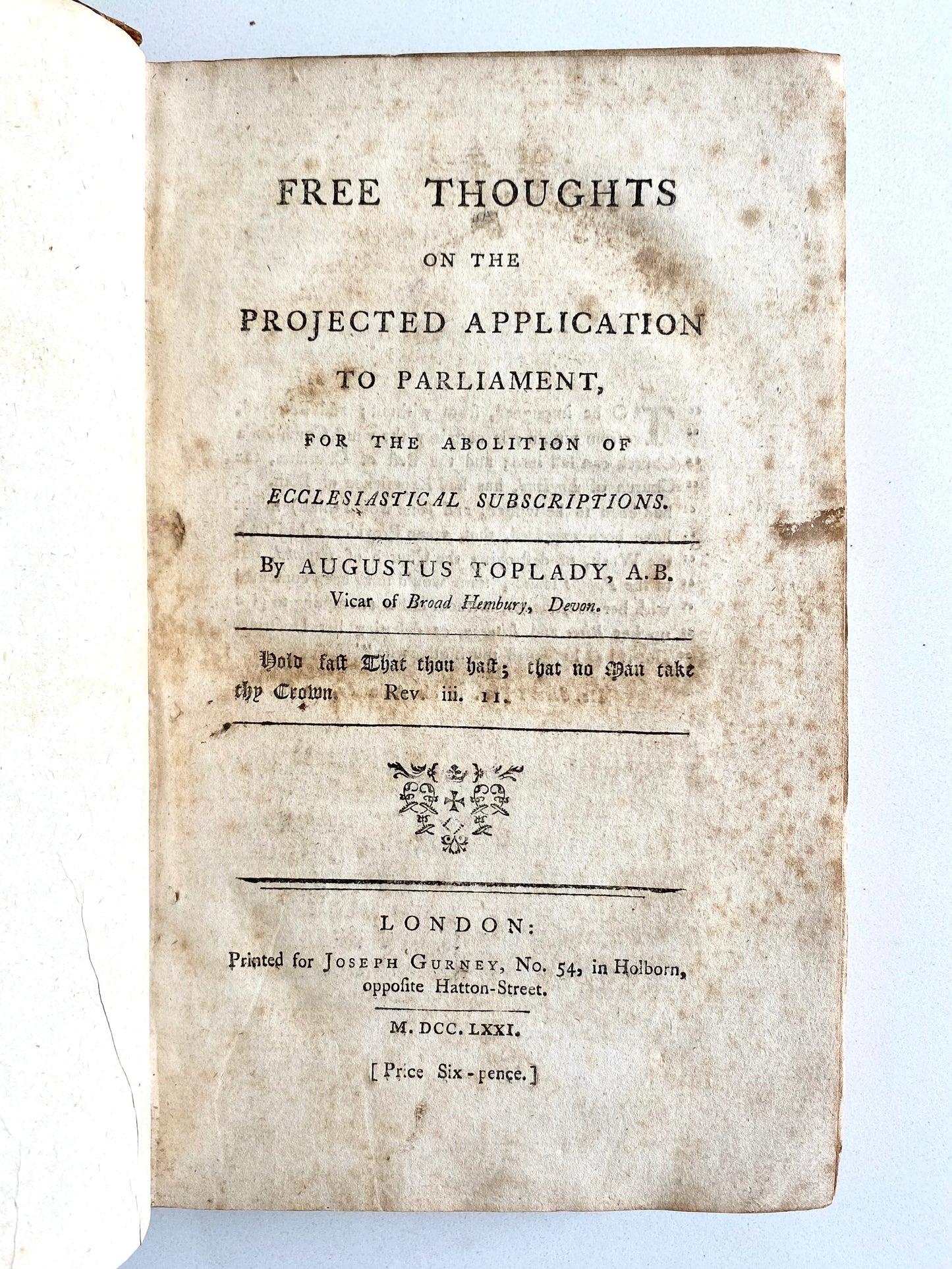 1776 AUGUSTUS TOPLADY. Sammelband of Sermons on American Revolution & John Wesley, &c.