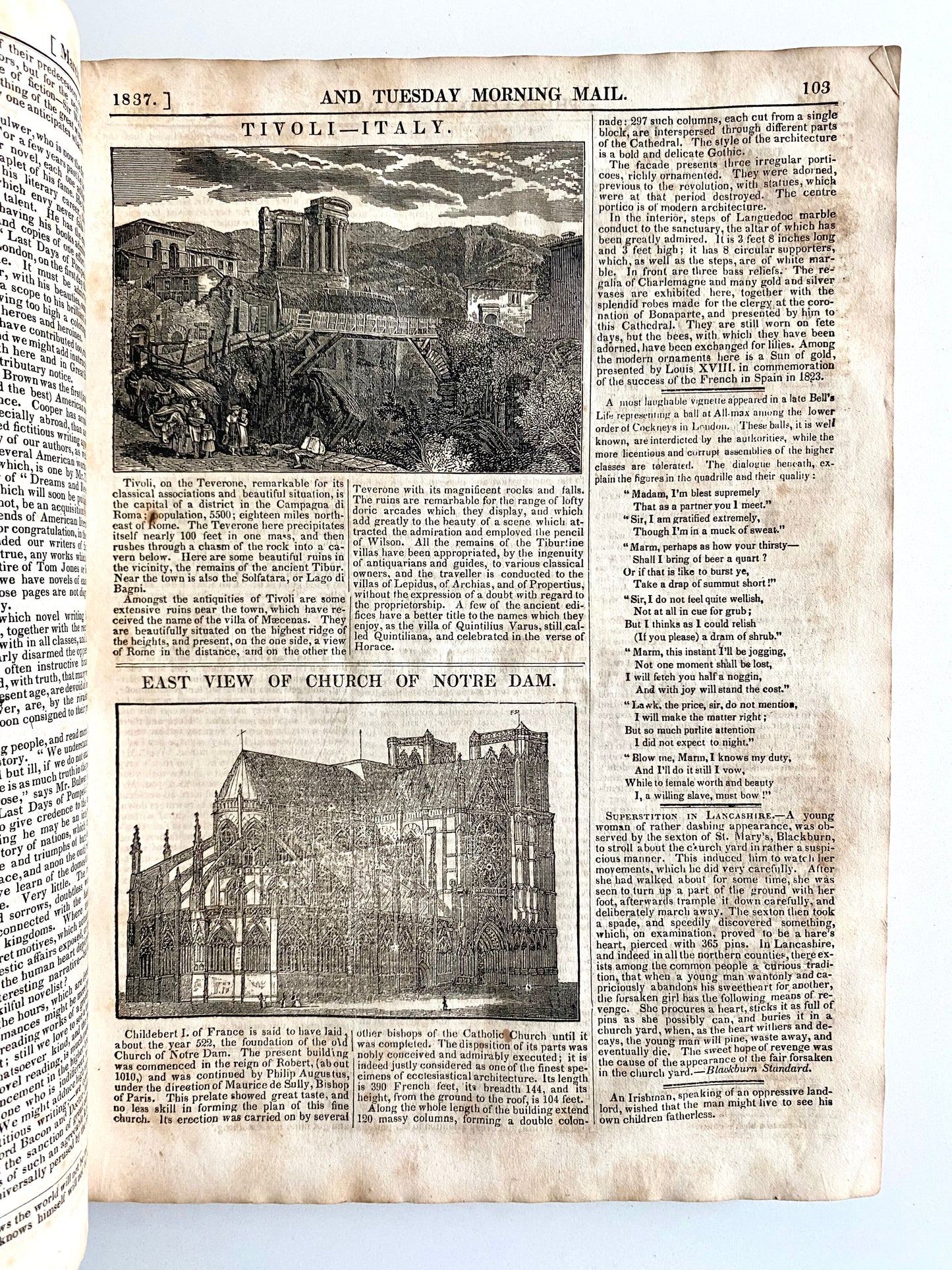 1837 NATIONAL ATLAS WEEKLY. 10 Year Old Hanged, Abolition, Indian Wars, New York Riots, Fairy Tales