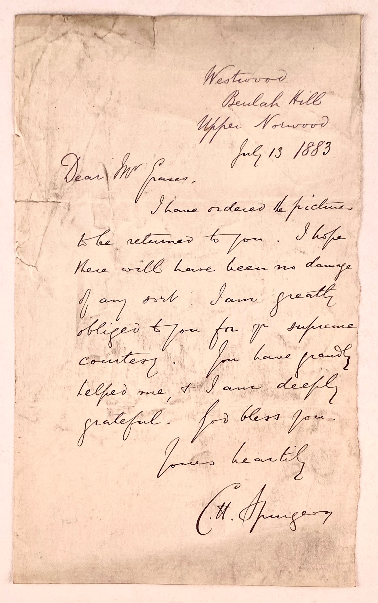 1882 C. H. SPURGEON. Group of Three Connected Autograph Letters on the Reformation & Martin Luther.