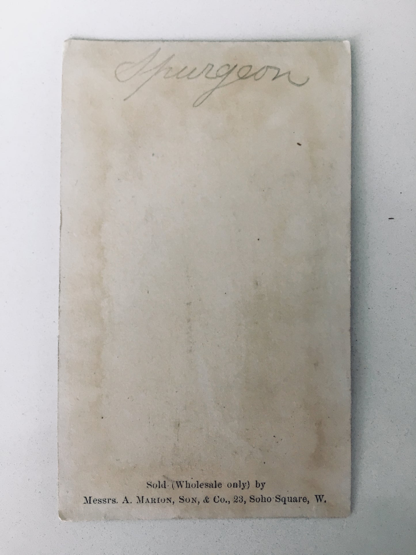 1860 C. H. SPURGEON. Early Form Carte de Visite Published in London.