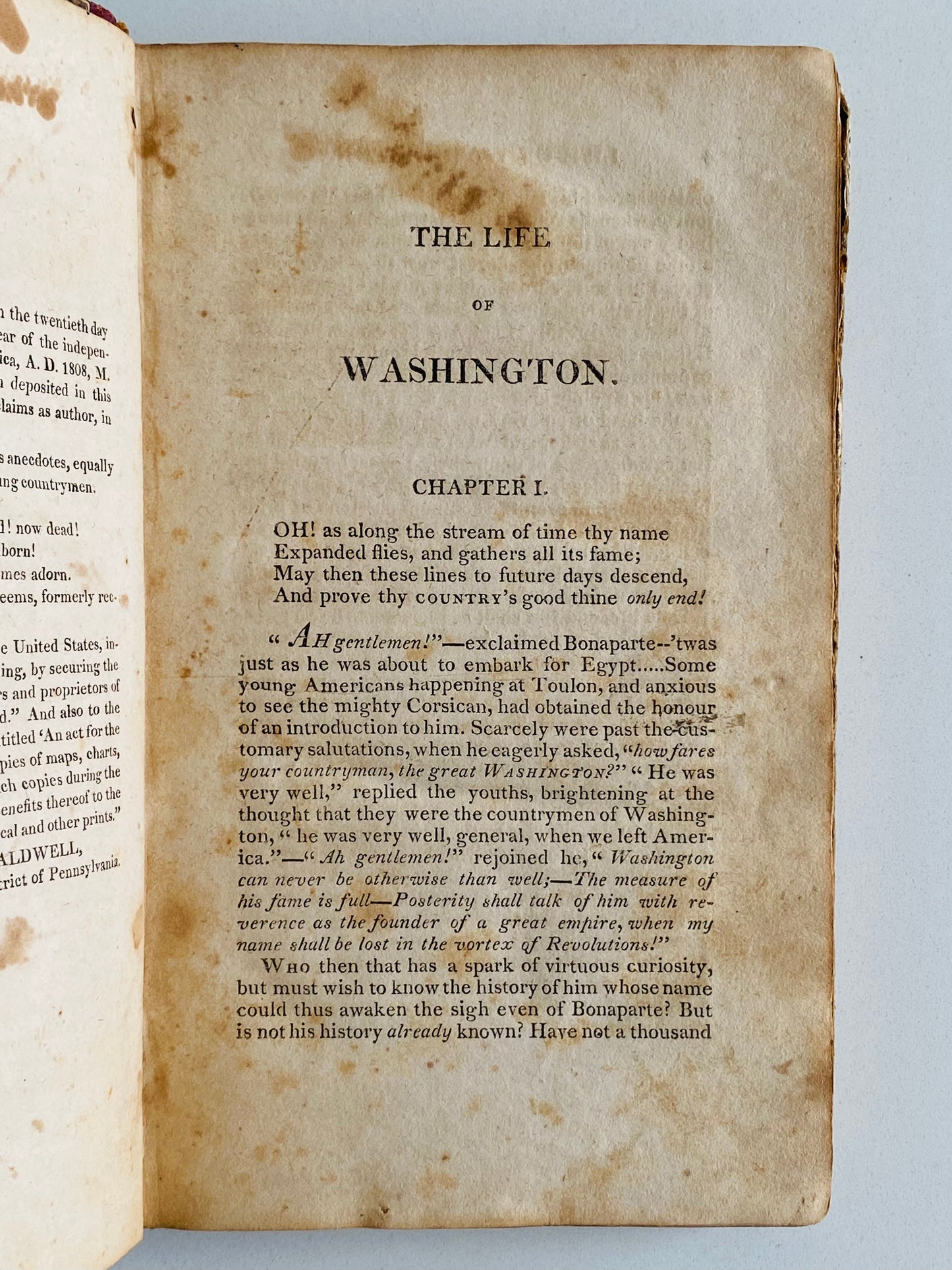 1808 GEORGE WASHINGTON. 1st Biography of Washington by Pastoral Friend. Self-Published w/Rare Engraving.