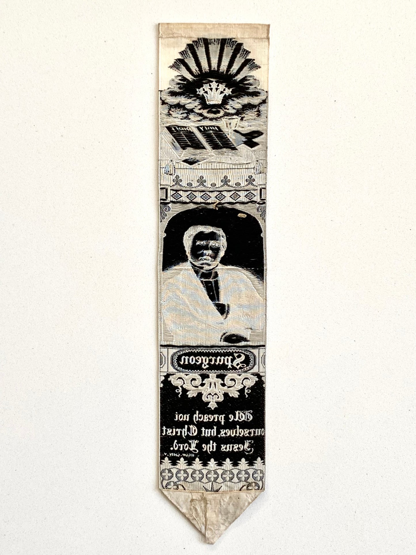 1870's C. H SPURGEON. Exceptional Victorian Silk Stevengraph Bookmark