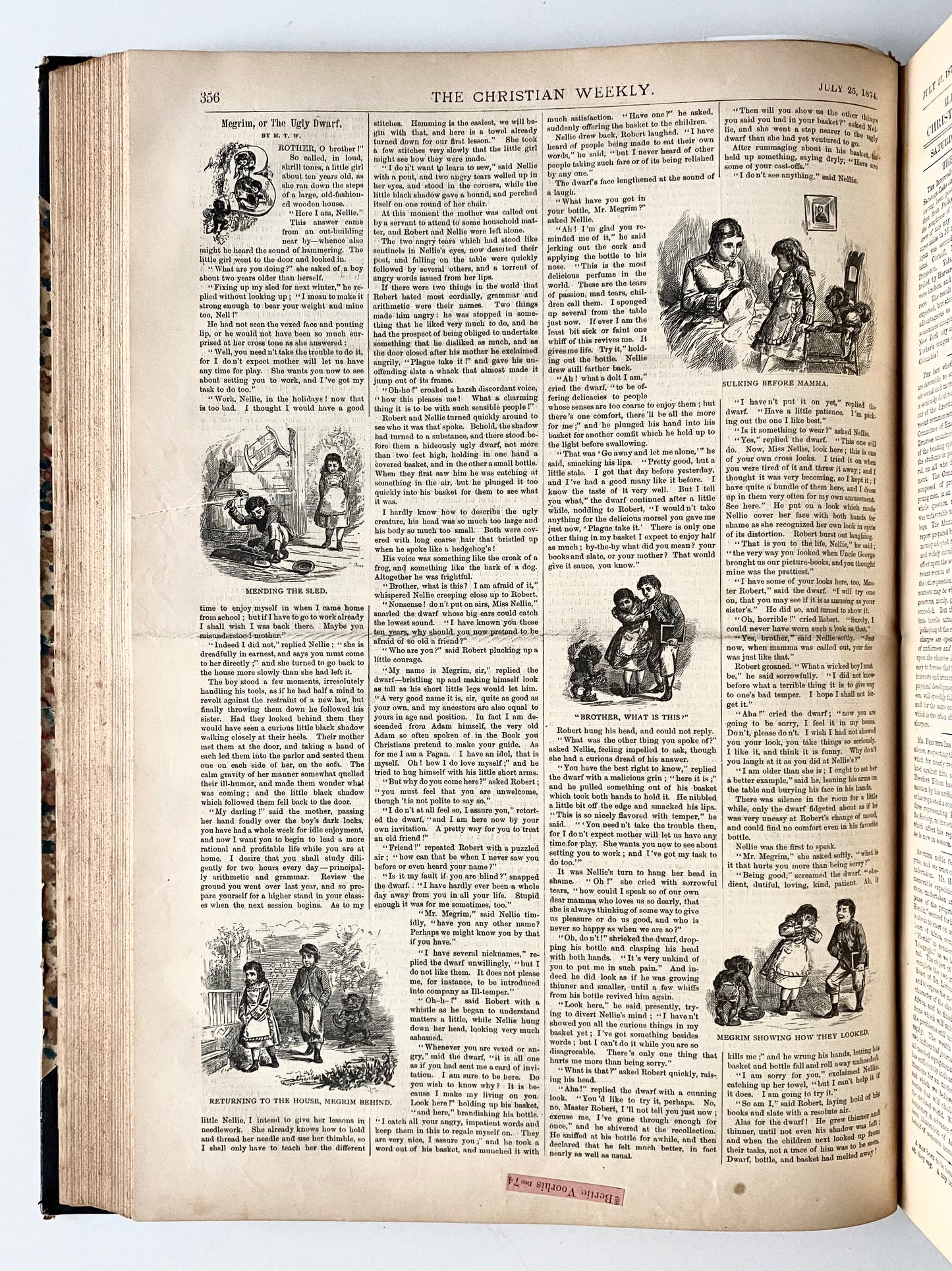 1874 ILLUSTRATED CHRISTIAN WEEKLY. Revival in Scotland, Mormonism, Temperance, Women's Rights, &c 16 Inches Tall!