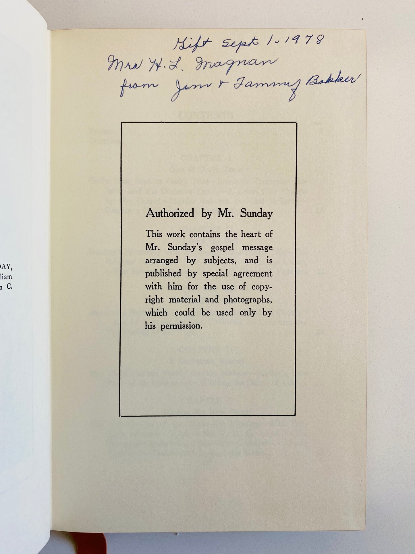 1978 BILLY SUNDAY / JIM & TAMMY BAKKER - PTL Leather Edition of Billy Sunday Biography - SIGNED BY BAKKERS