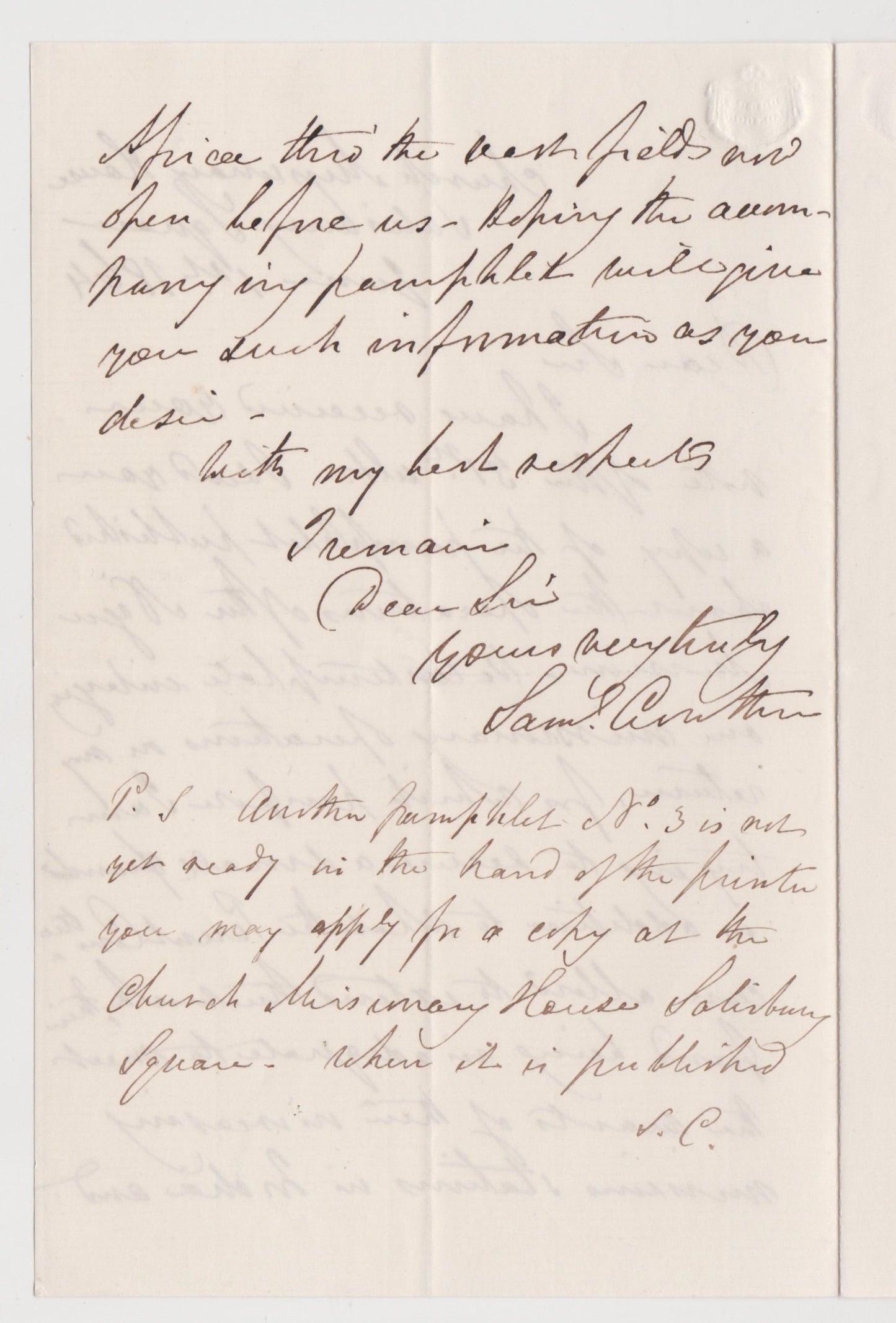 1864 SAMUEL AJAYI CROWTHER. June 1, 1864 Letter by First African Bishop, Former Nigerian Slave.
