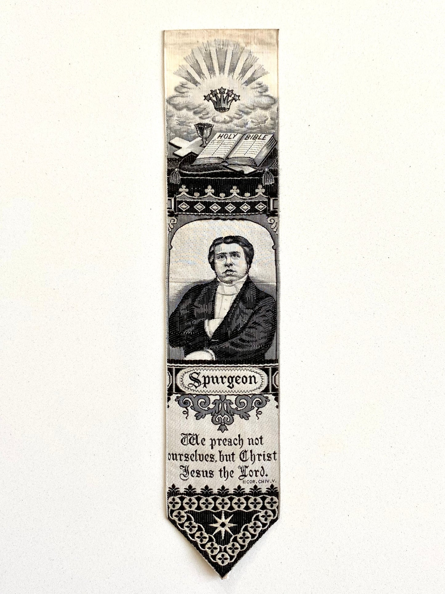 1870's C. H SPURGEON. Exceptional Victorian Silk Stevengraph Bookmark