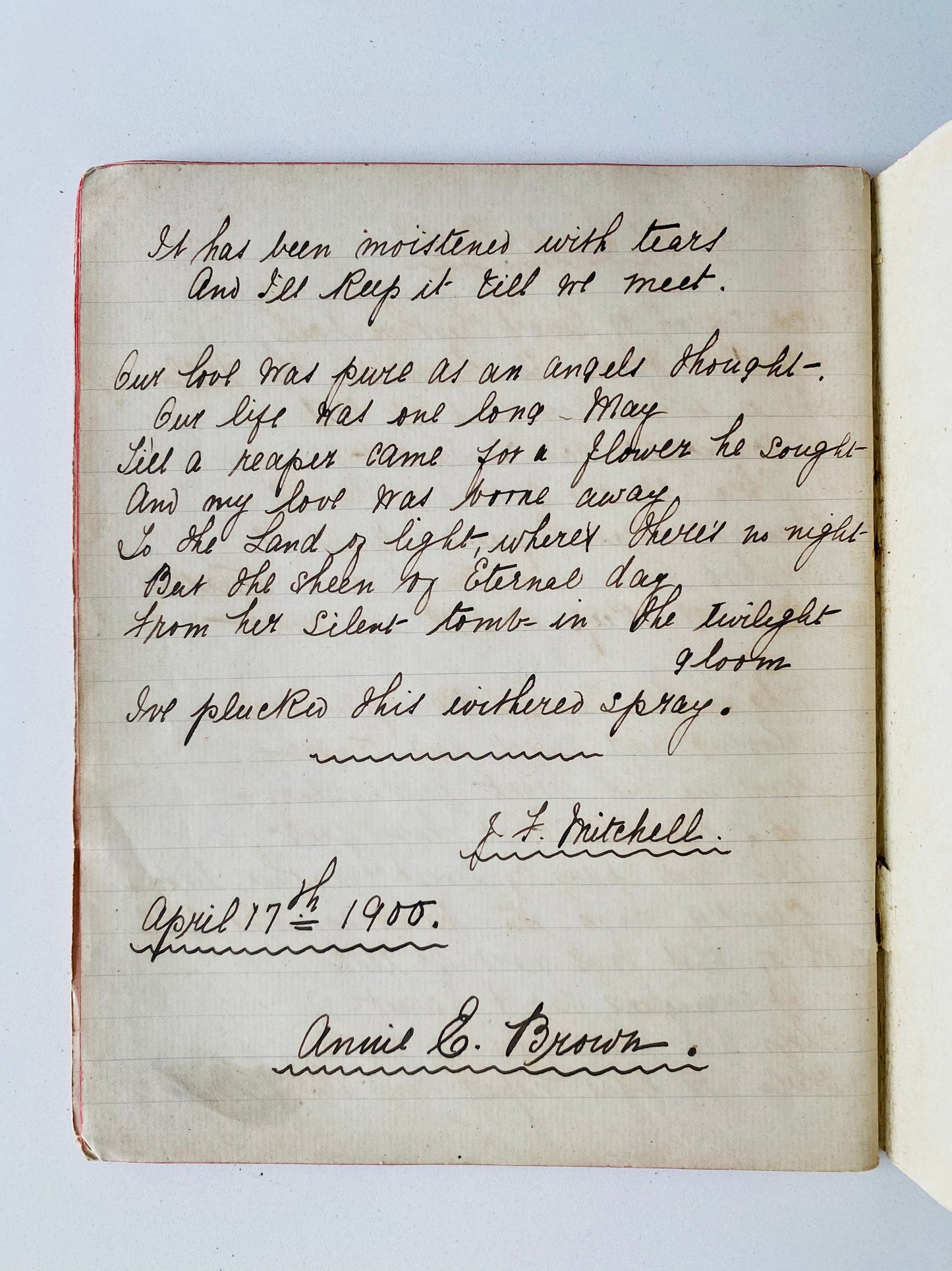 1900 ANNIE E. BROWN. Important Manuscript Commonplace Book of Influential Female Black Evangelist.