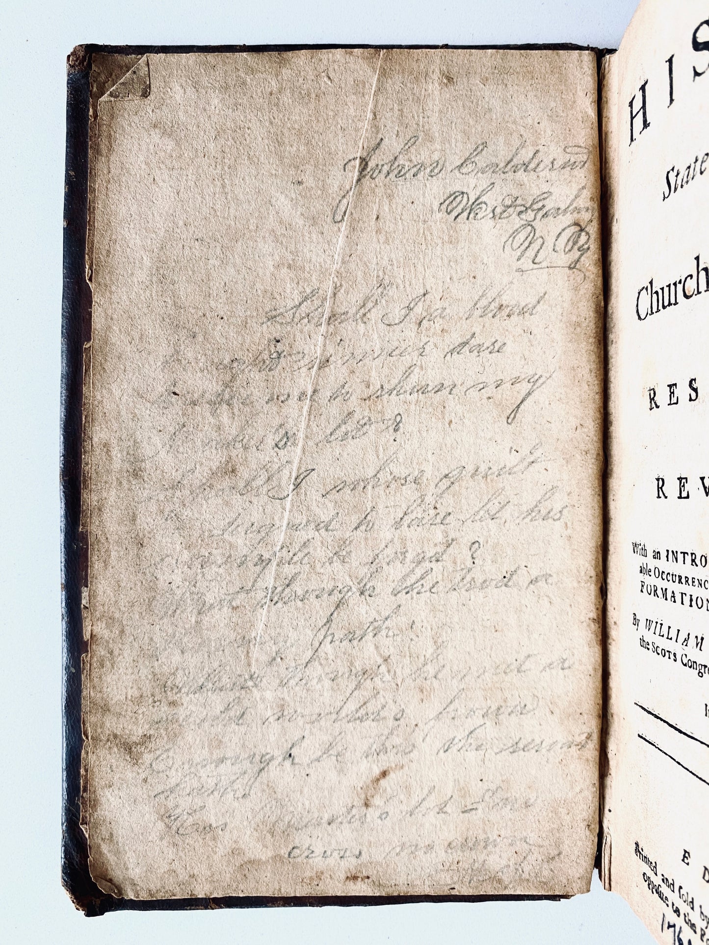 1762 WILLIAM CROOKSHANK. Sufferings of the Scottish Covenanters + Original Unpublished Great Awakening Hymn.