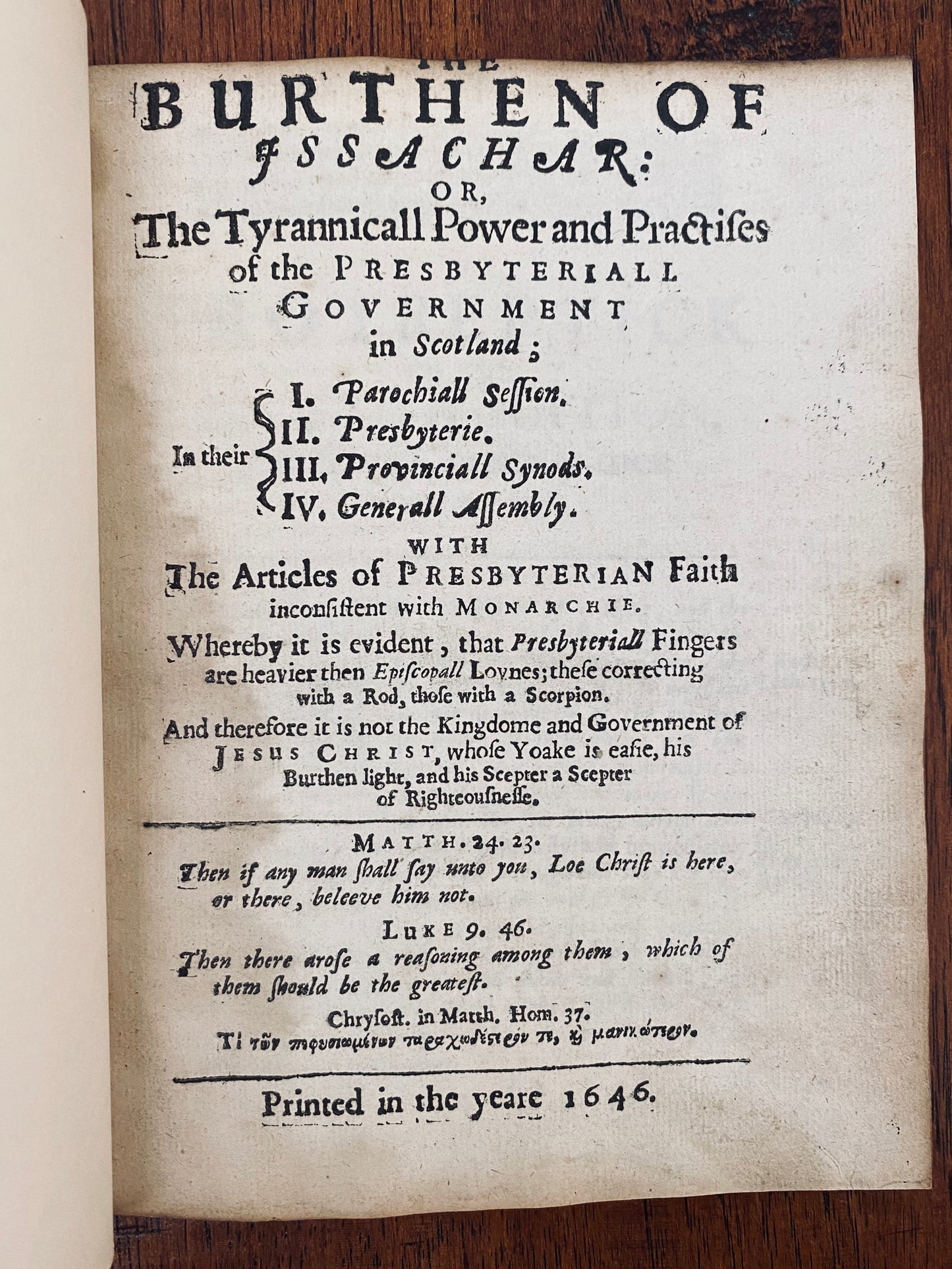 1646 JOHN MAXWELL. Reproof of Samuel Rutherford and Scottish Covenanters. Religious Liberty.