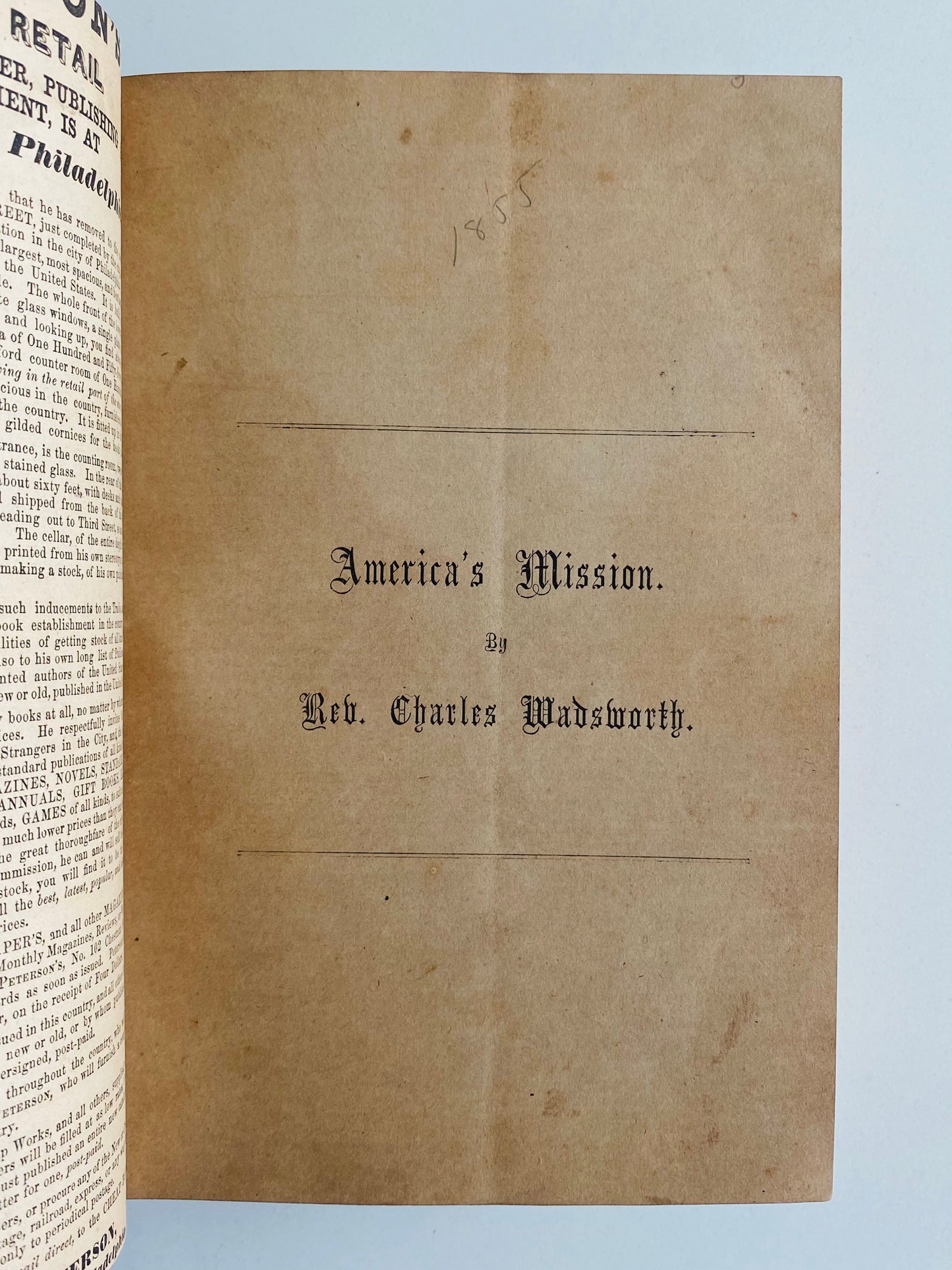 1861 CHARLES WADSWORTH. Important Sammelband of Sermons by Emily Dickinson's Creative Muse.