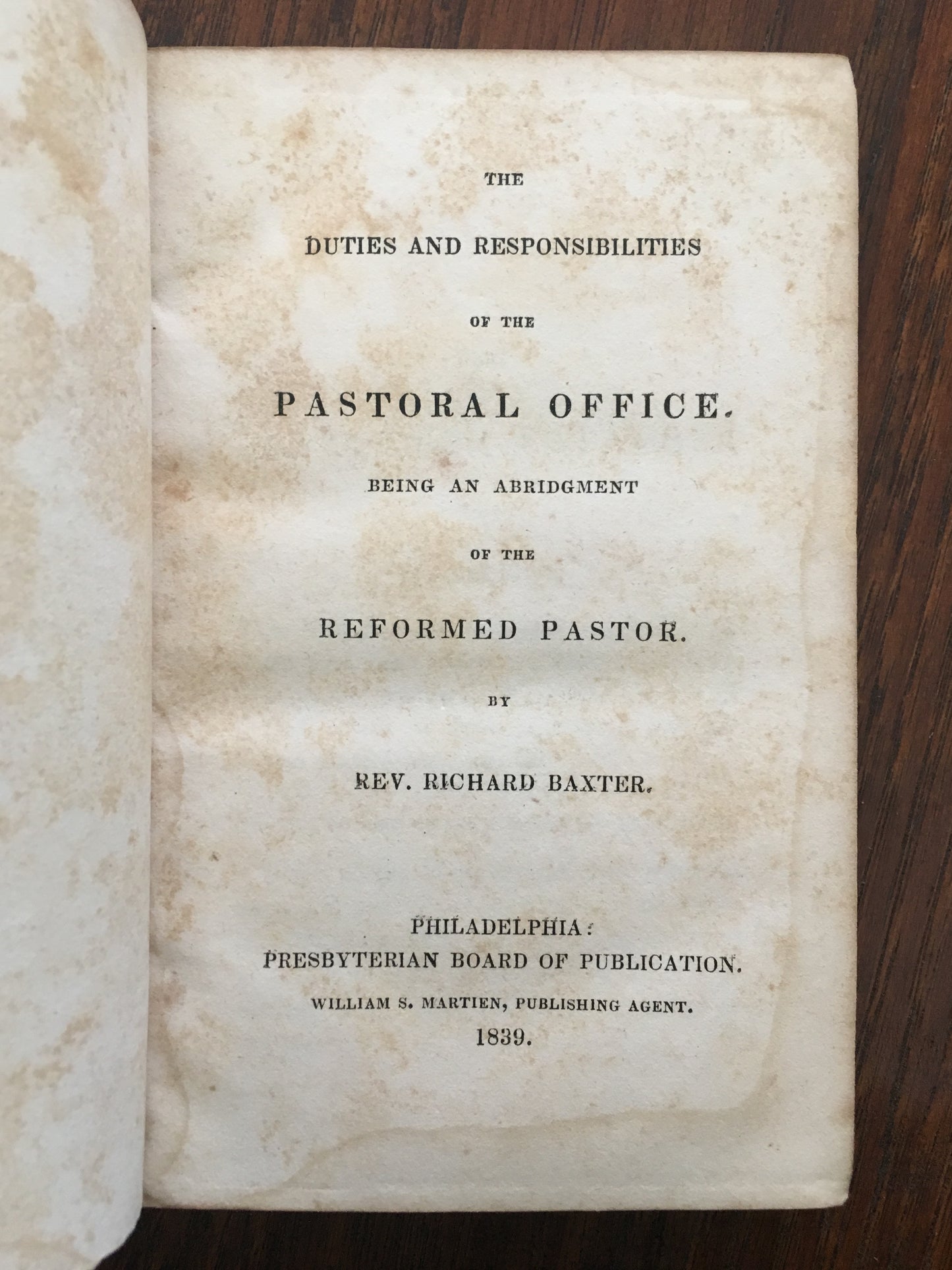 1839 RICHARD BAXTER.The Reformed Pastor. Class on Pastoral Revival. Puritan