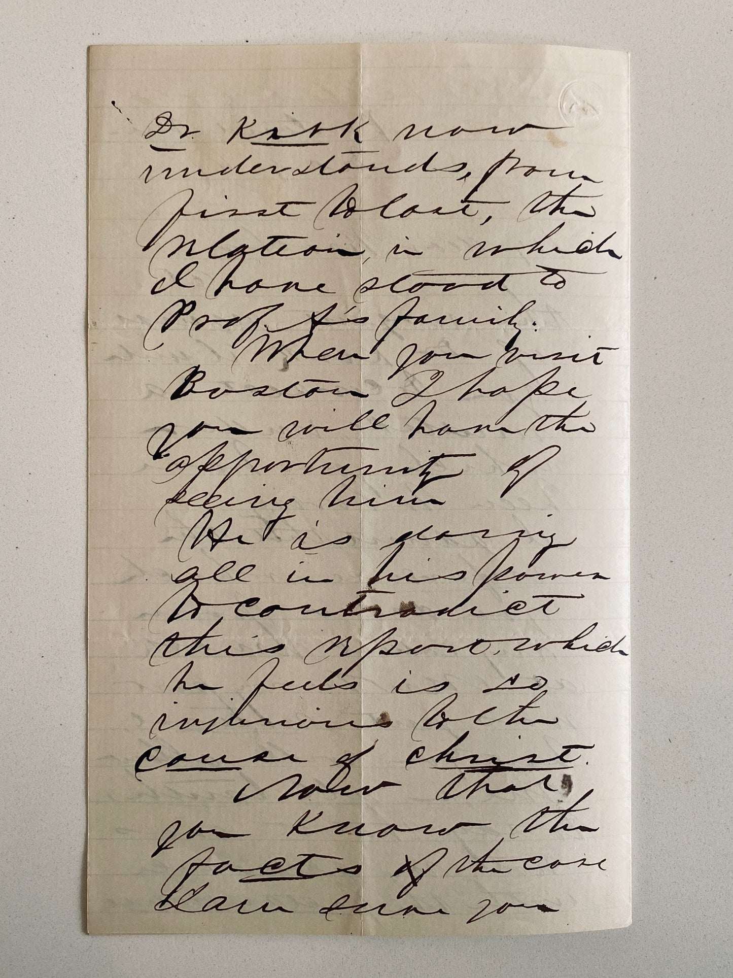 1861 EDWARD PAYSON HAMMOND. Autograph Letter - 1858 Prayer Revival - E. N. Kirk