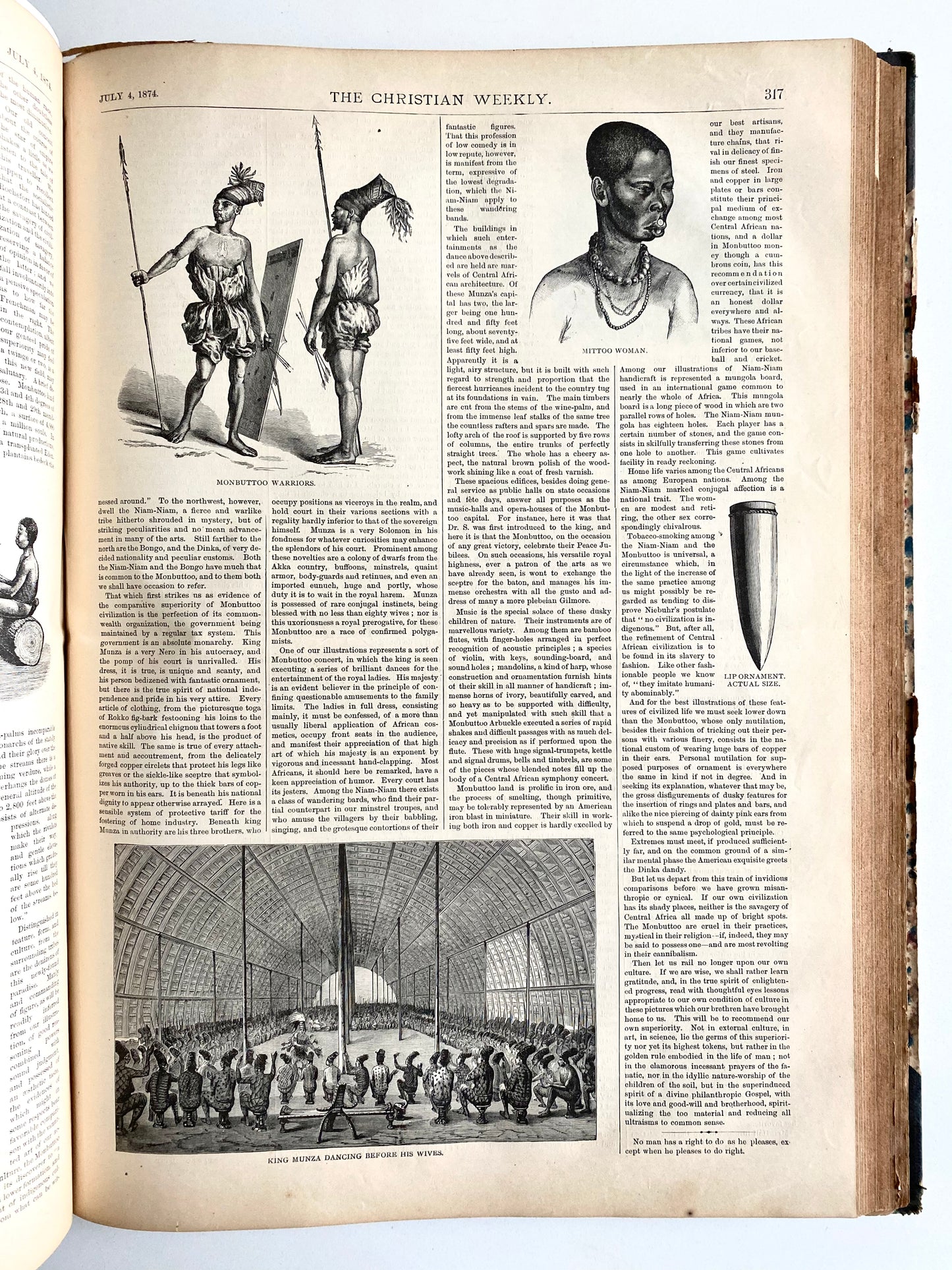 1874 ILLUSTRATED CHRISTIAN WEEKLY. Revival in Scotland, Mormonism, Temperance, Women's Rights, &c 16 Inches Tall!