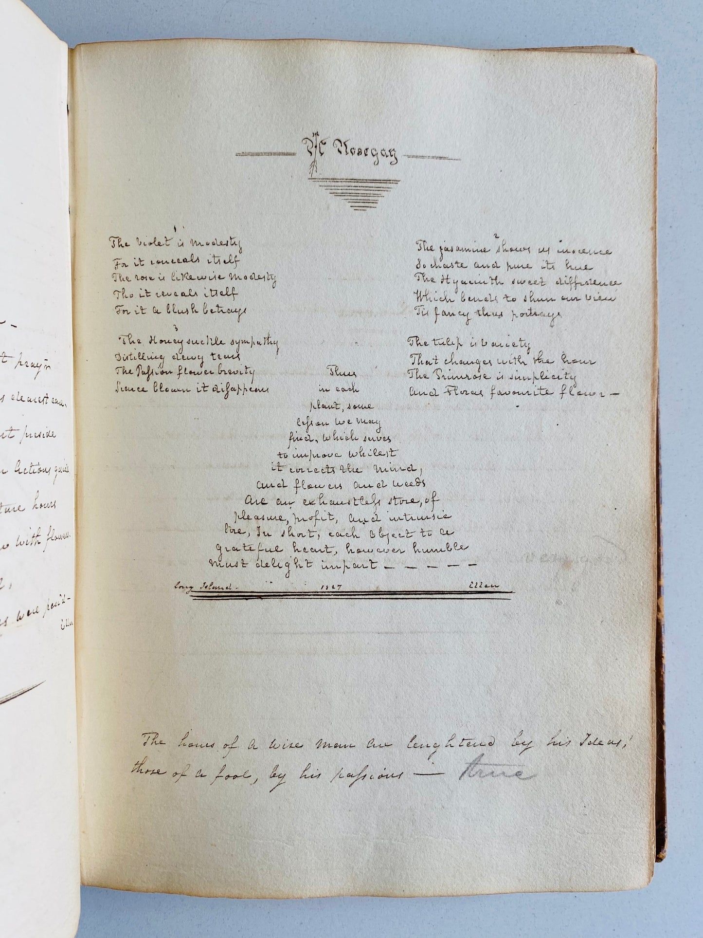 1825 M. A. HITCHCOCK. Commonplace Album with Original Poetry by Cheshire Connecticut Figures